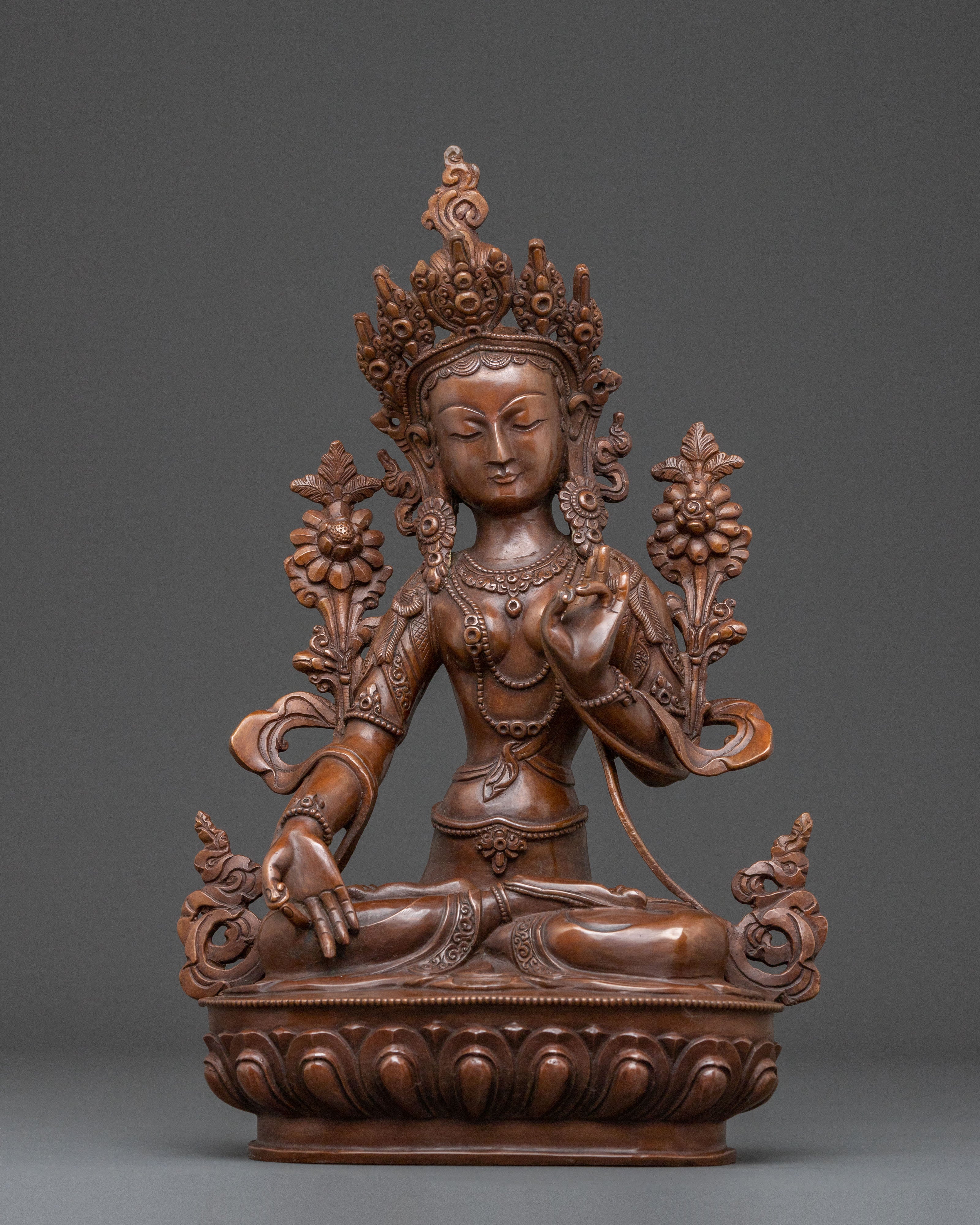 White Tara Sacred Copper Statue – Artisanal Finish