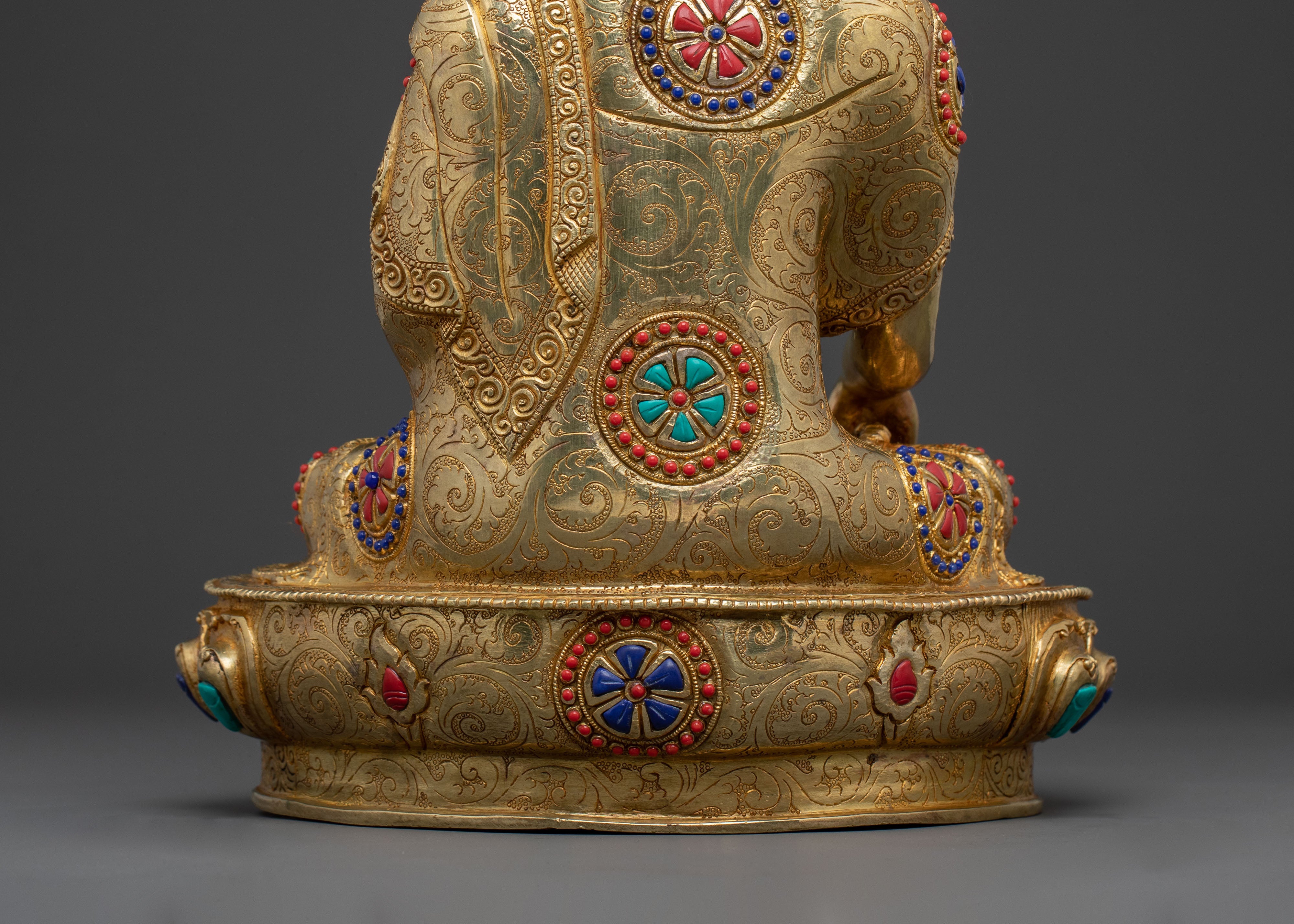 Crown Shakyamuni Buddha Spiritual Statue | 24K Gold Gilded