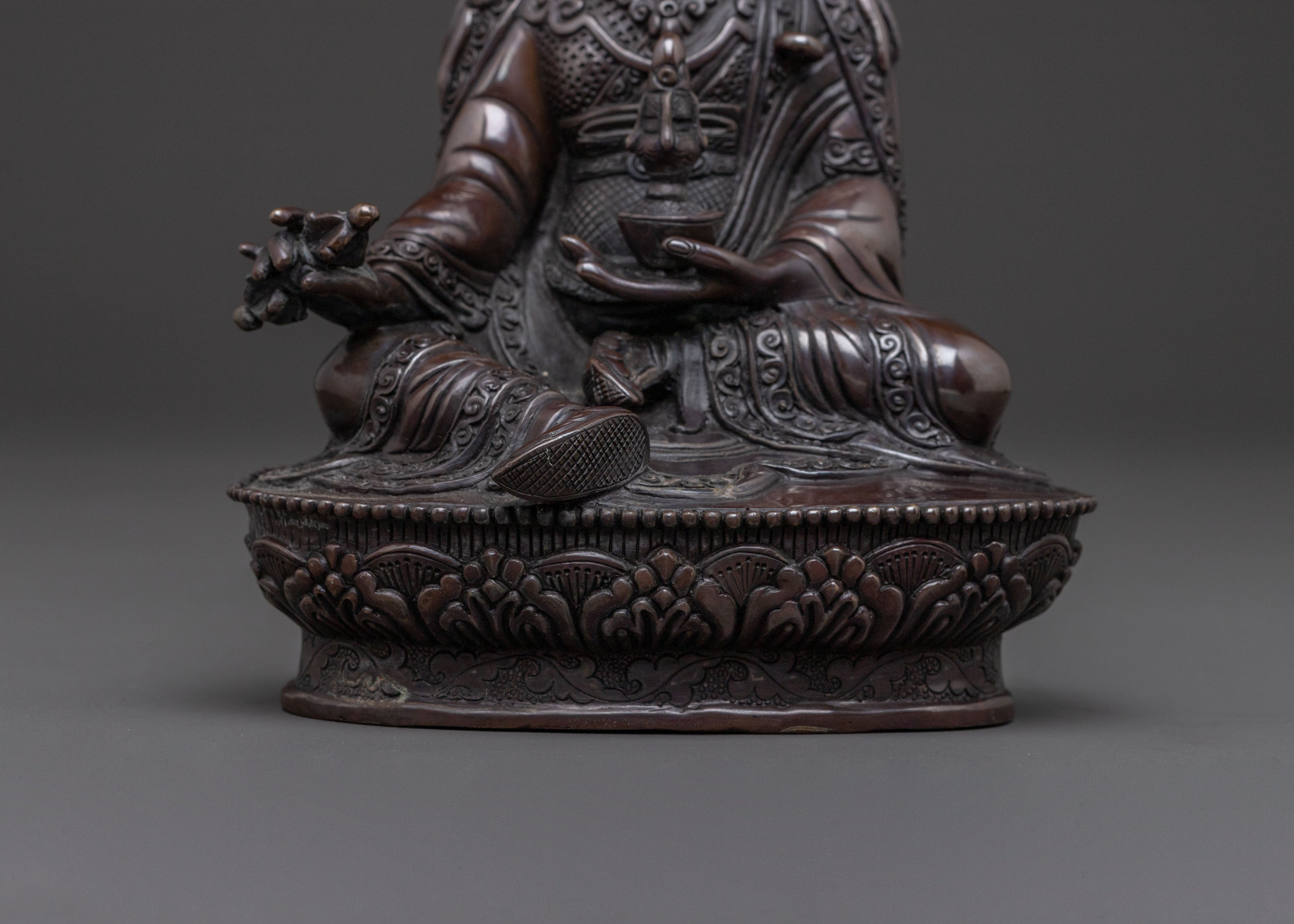 Guru Rinpoche Blessing Sculpture – Oxidized Copper Art