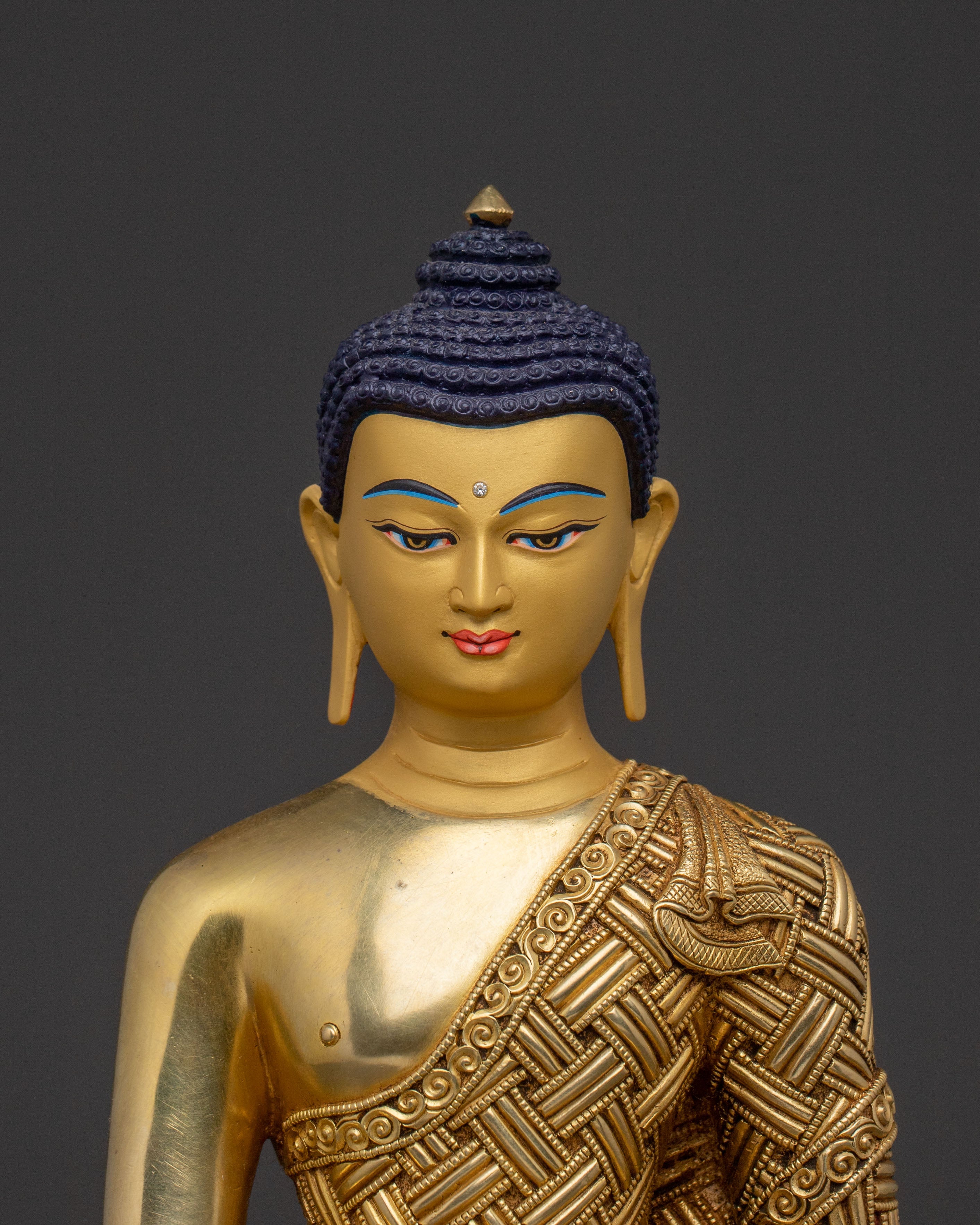 Shakyamuni Buddha Enlightenment Statue for Blessing | 24K Gold Gilded
