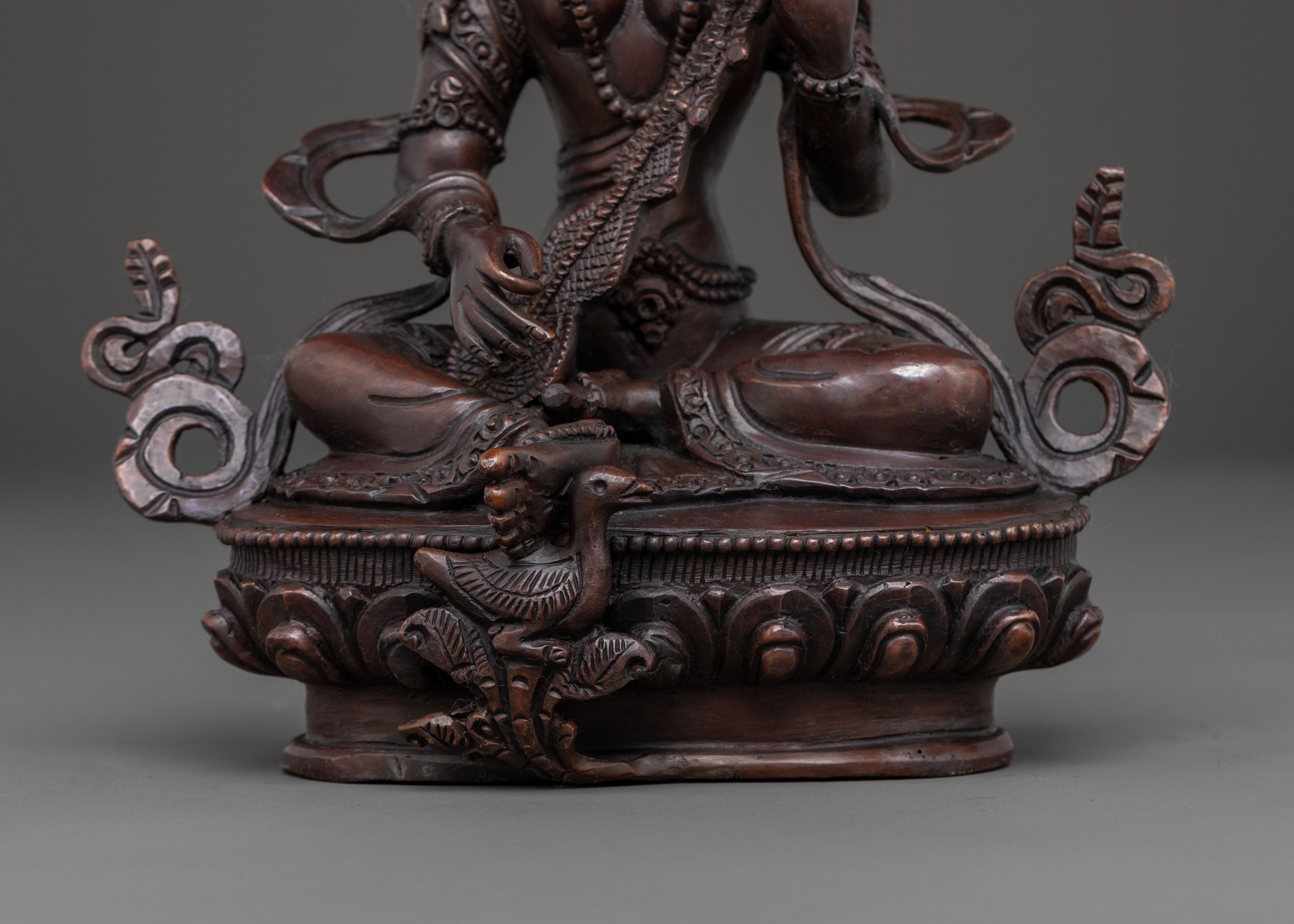 Goddess Saraswati Statue | Oxidized Copper Body