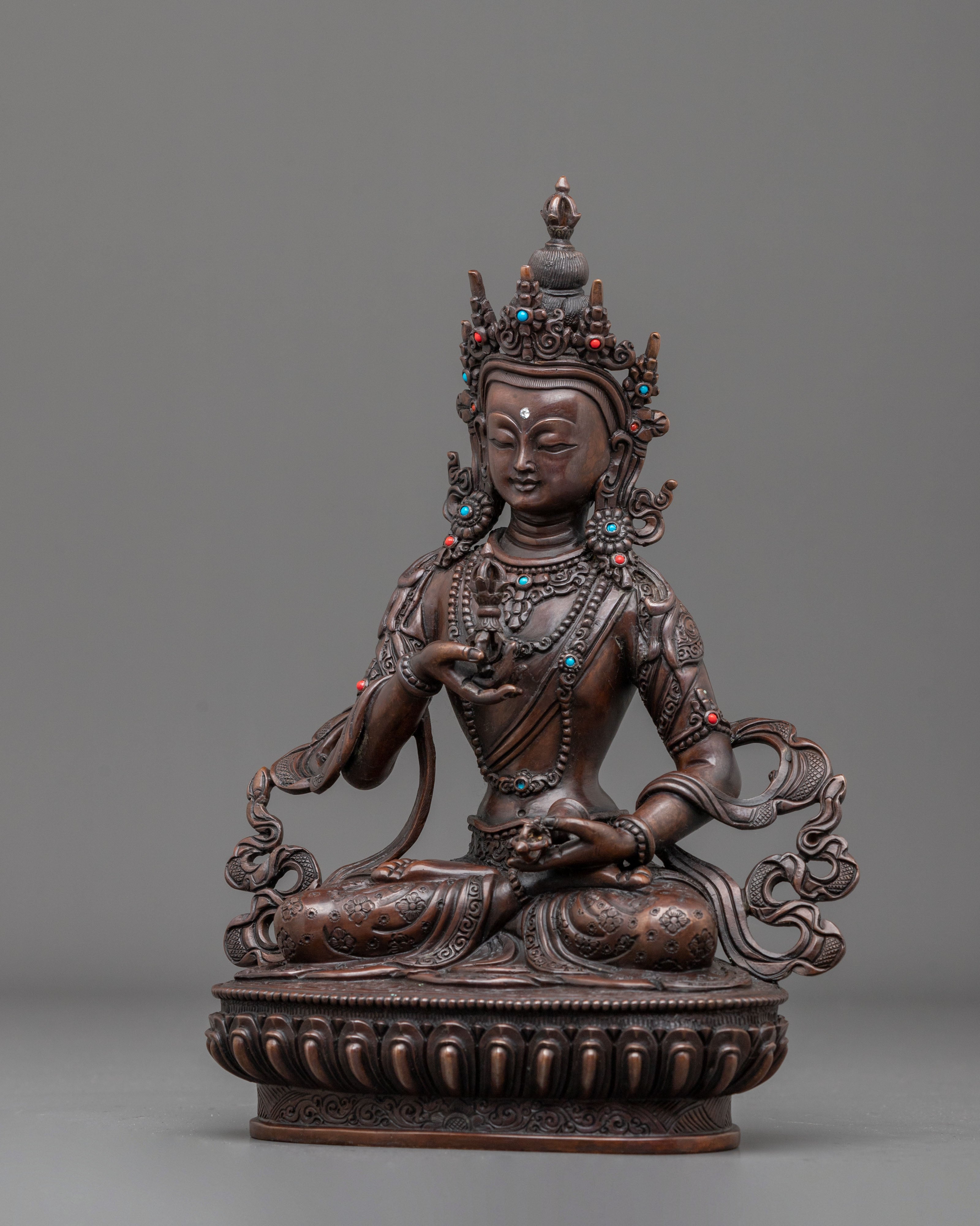 Vajrasattva Statue Adorned with Gemstones | Tibetan Buddhist Artwork