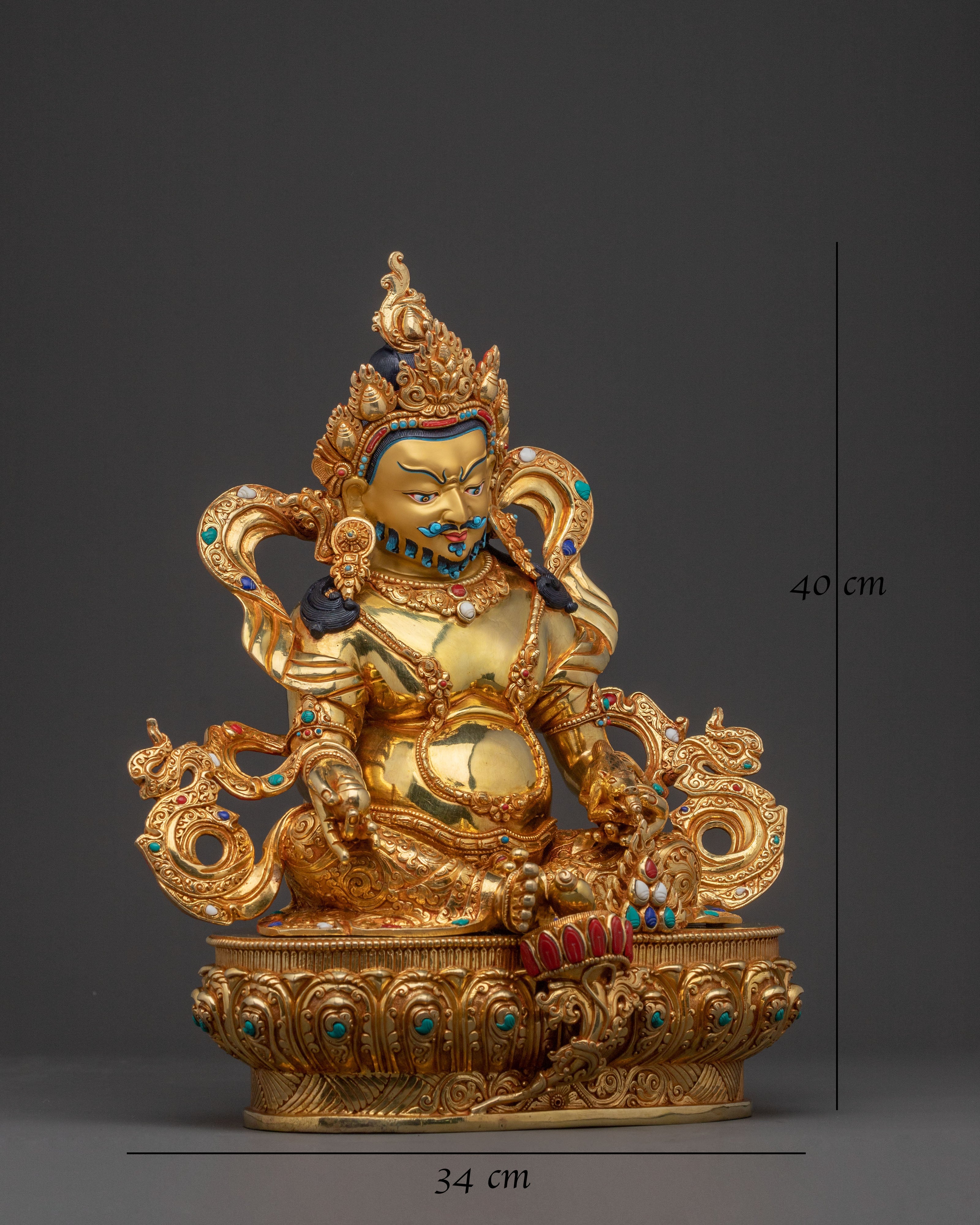 Dzambhala Tibetan Golden Statue: Auspicious Copper Sculpture