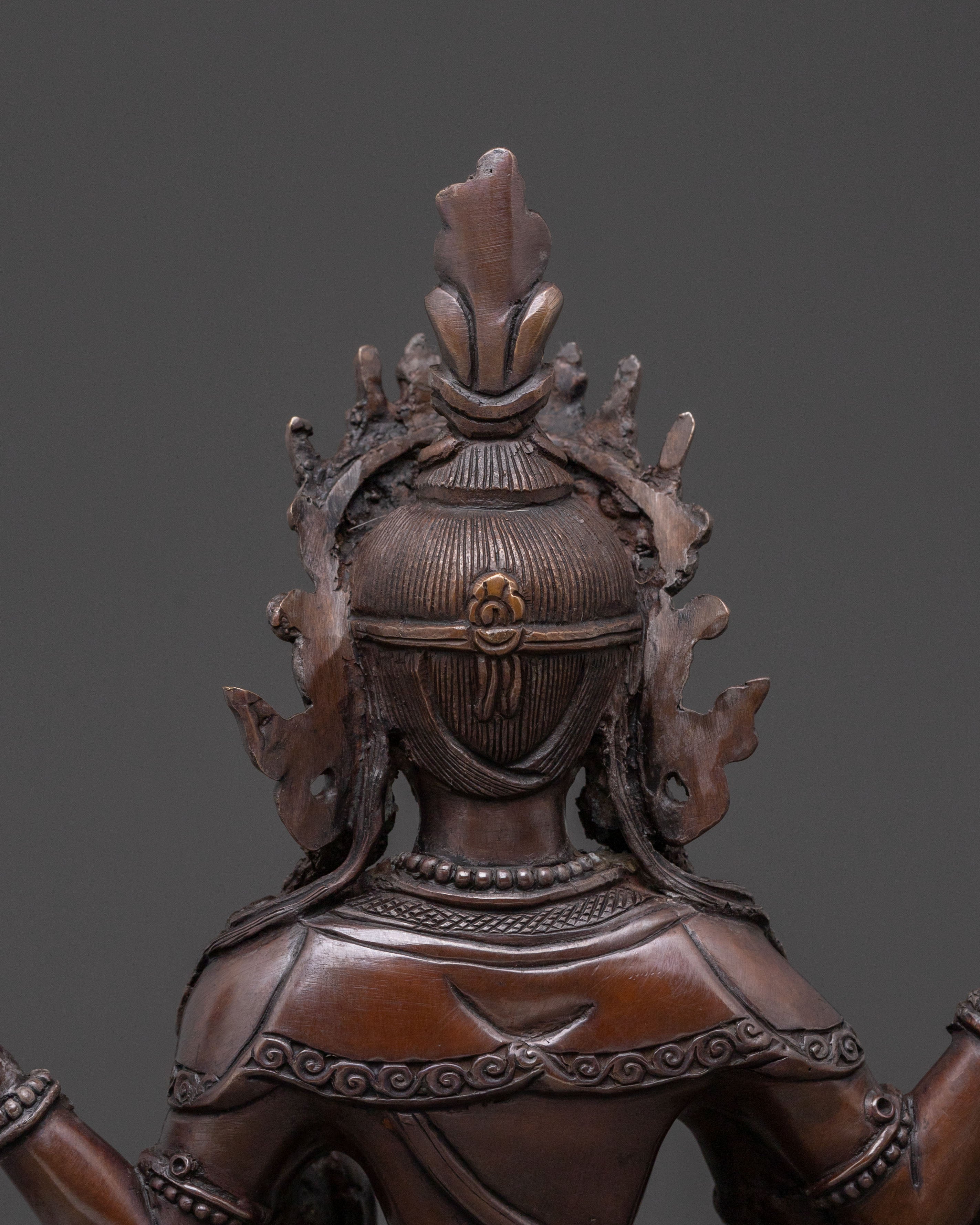 Traditional Sacred Statue of Goddess Laxmi: Oxidized Copper Art