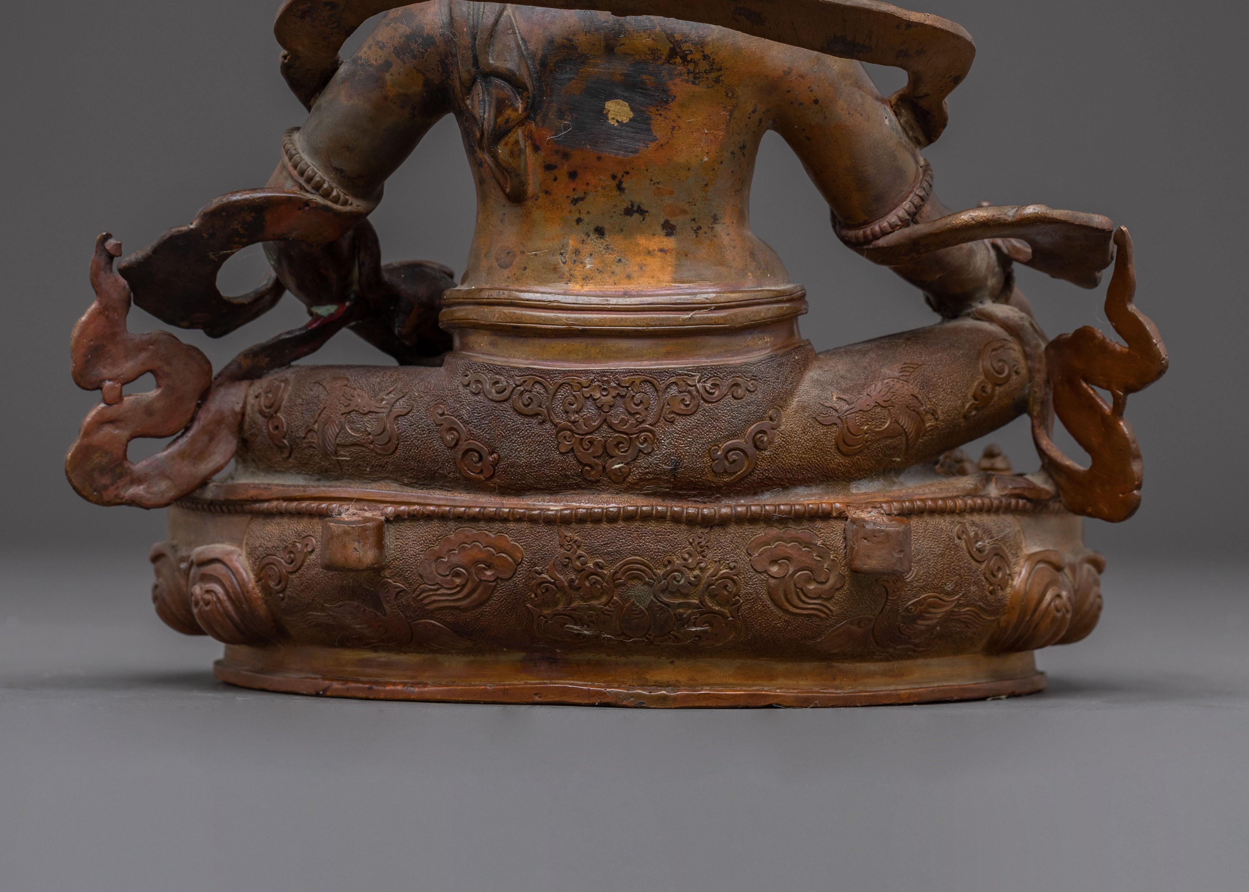 Dzambhala Statue of Wealth and Abundance – Antique Oxidized Copper