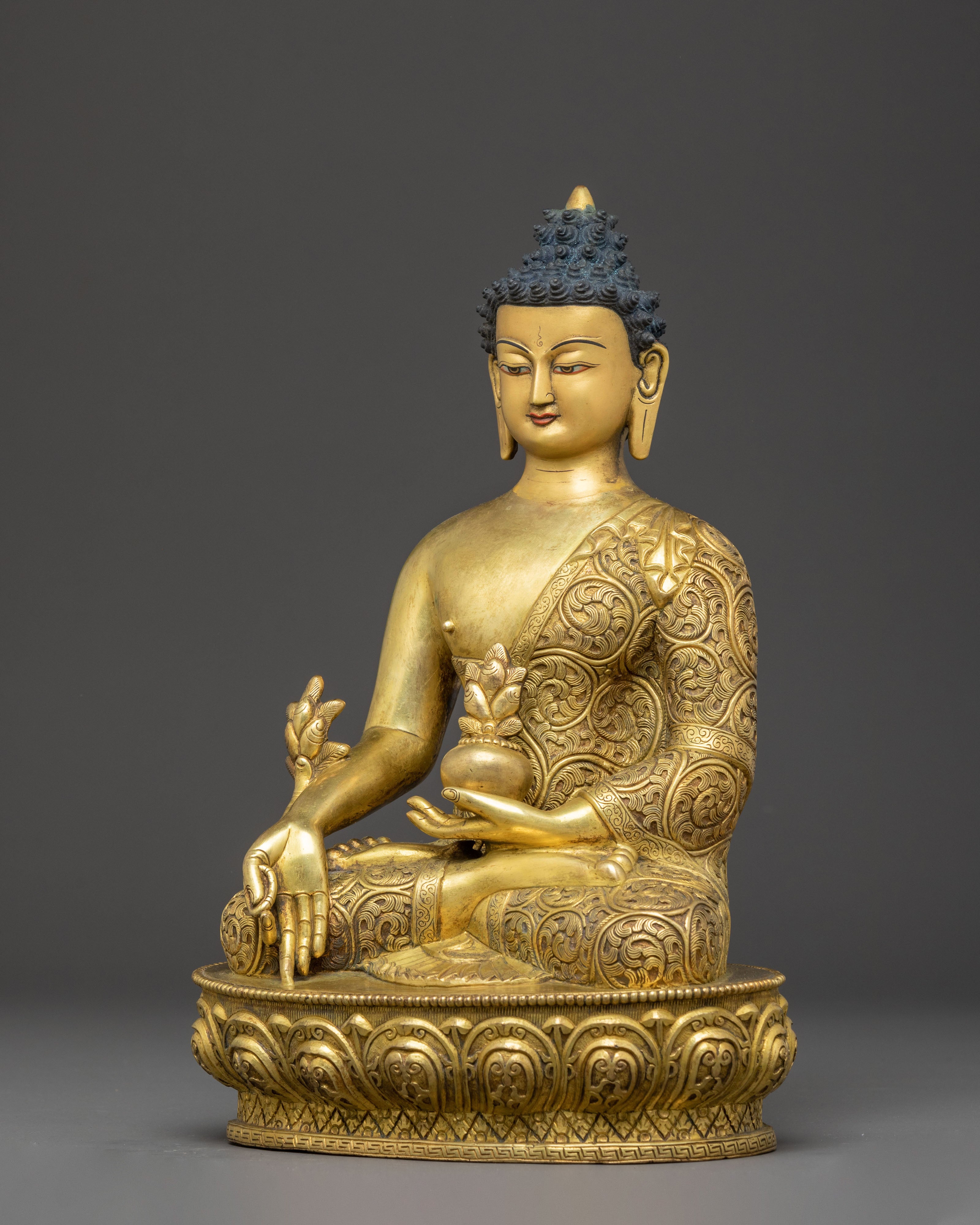 Handmade Medicine Buddha Copper Body Statue | Healing Buddha