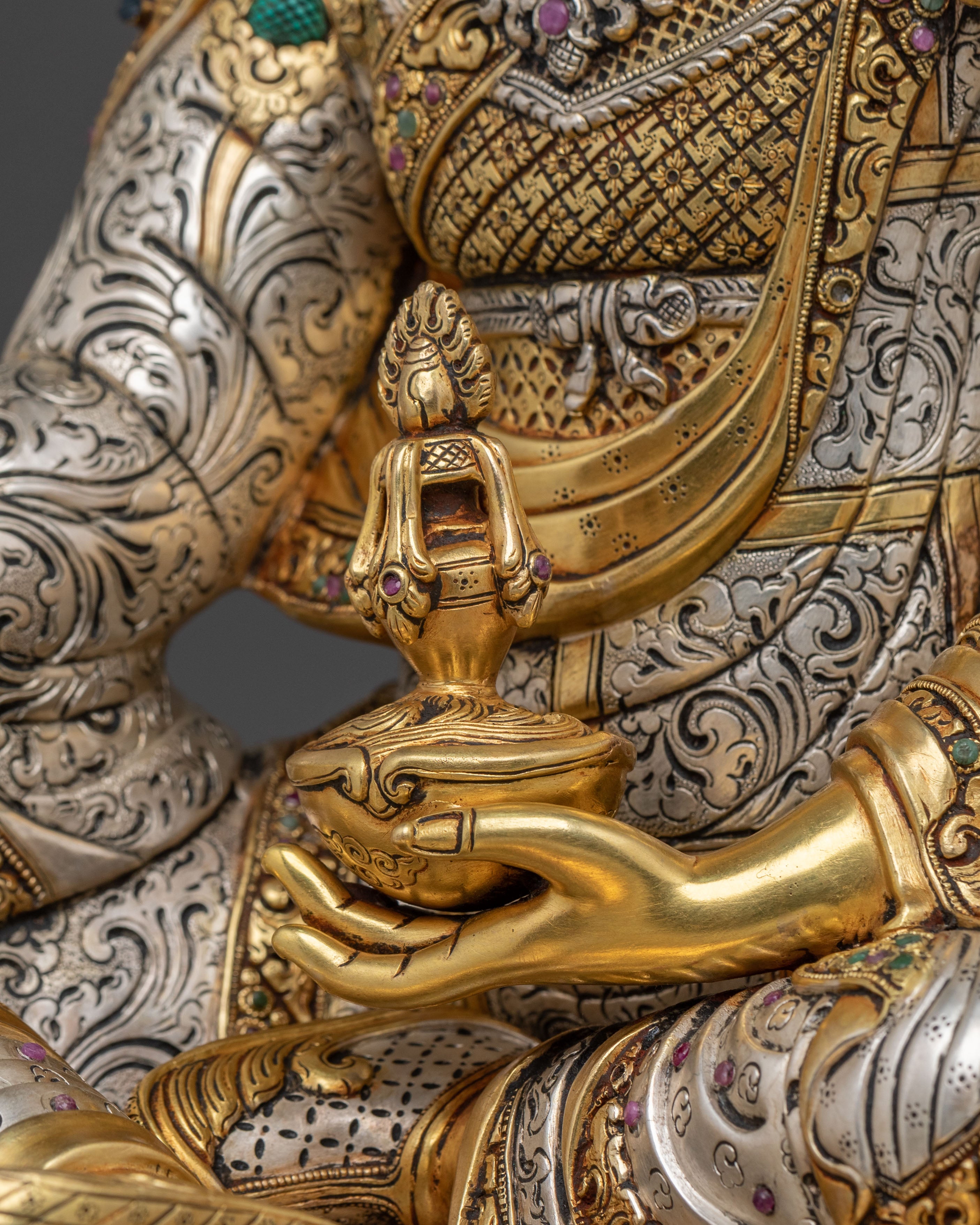 Tibetan Guru Padmasambhava Sacred Sculpture | 24K Gold Gilded