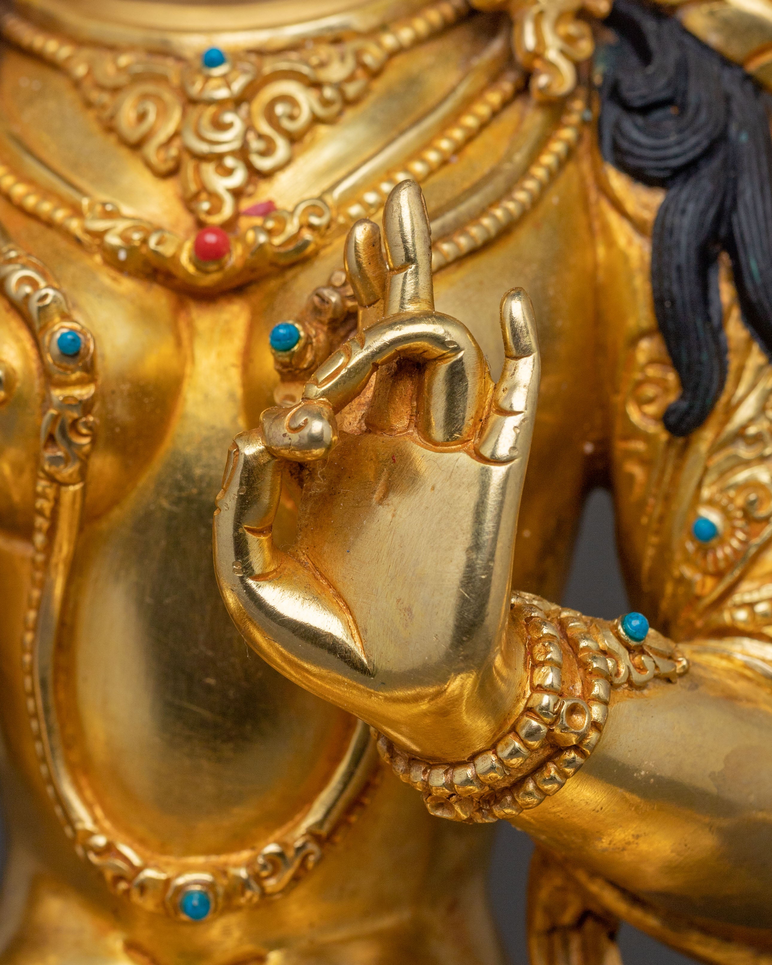 Green Tara Sacred Blessing Statue - Handcrafted 24K Gilded