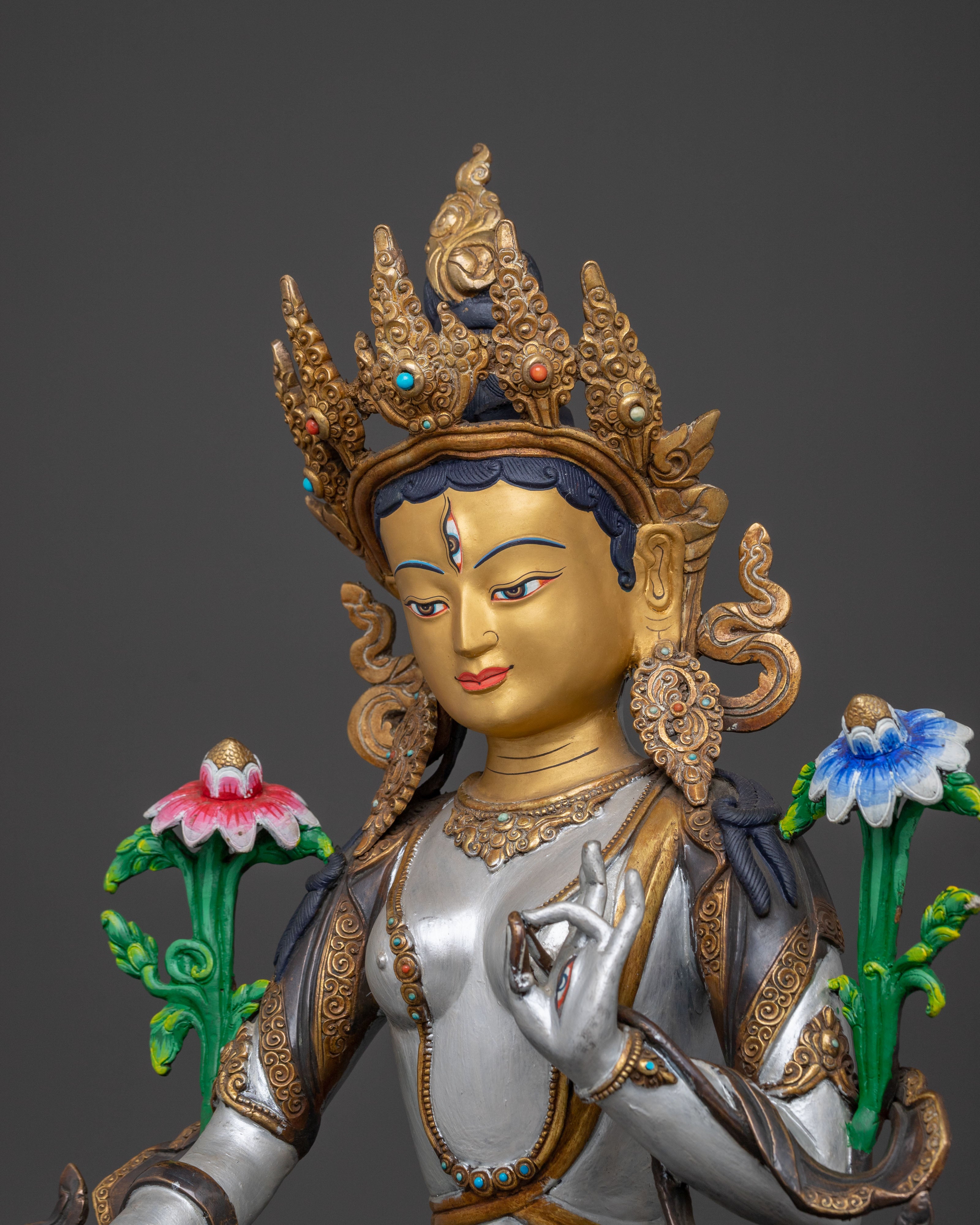 Statue of Seven Eyed White Tara Protector: Goddess of Healing