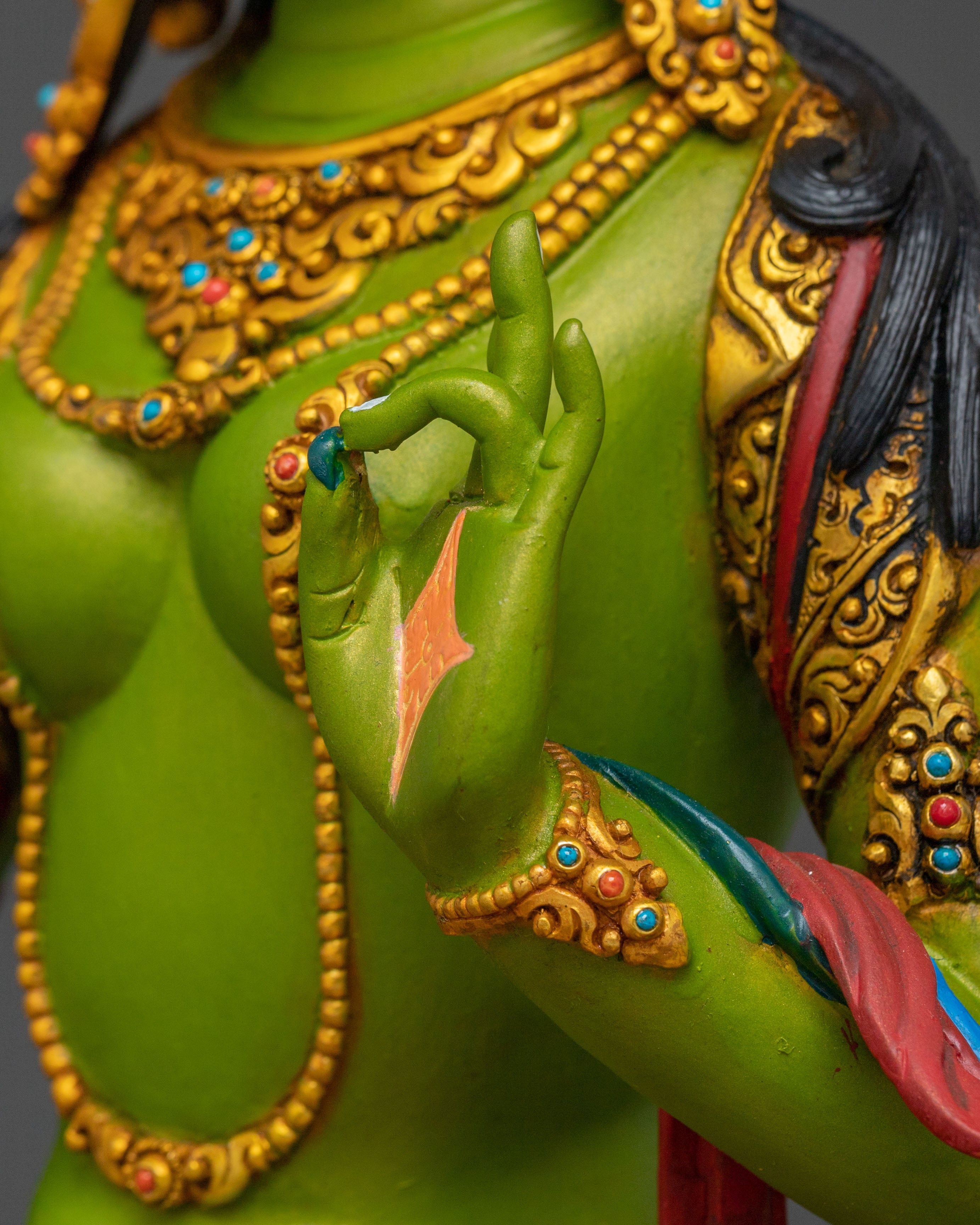 Handcrafted Green Tara Spiritual Statue | Home Decor
