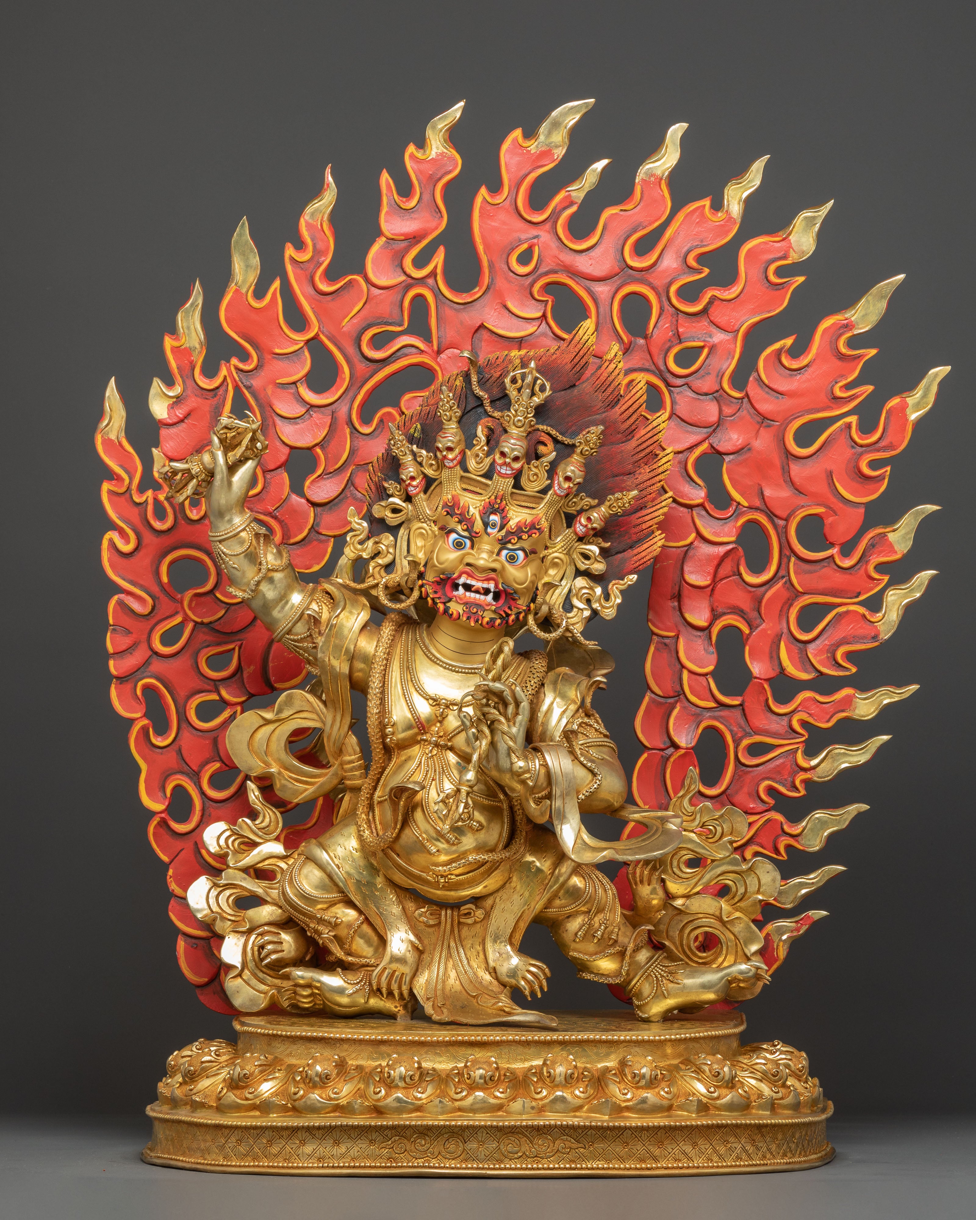 Vajrapani Gold Gilded Sculpture: Protector of the Buddha