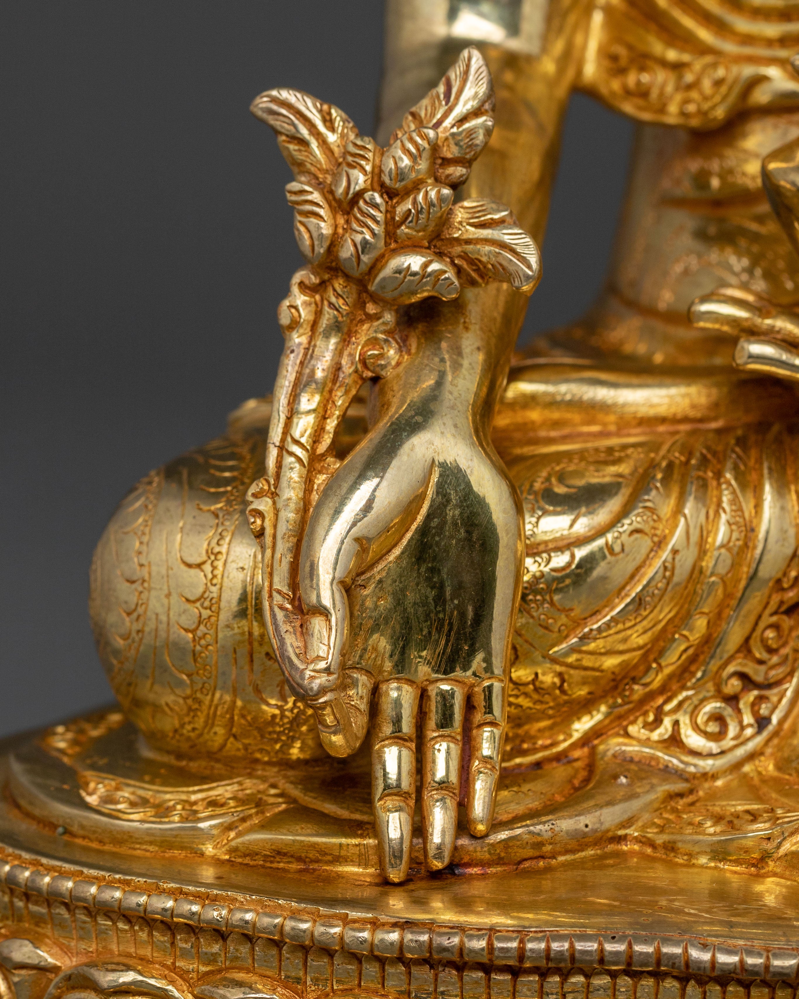 Handmade Medicine Buddha Sculpture | 24K Gold Gilded