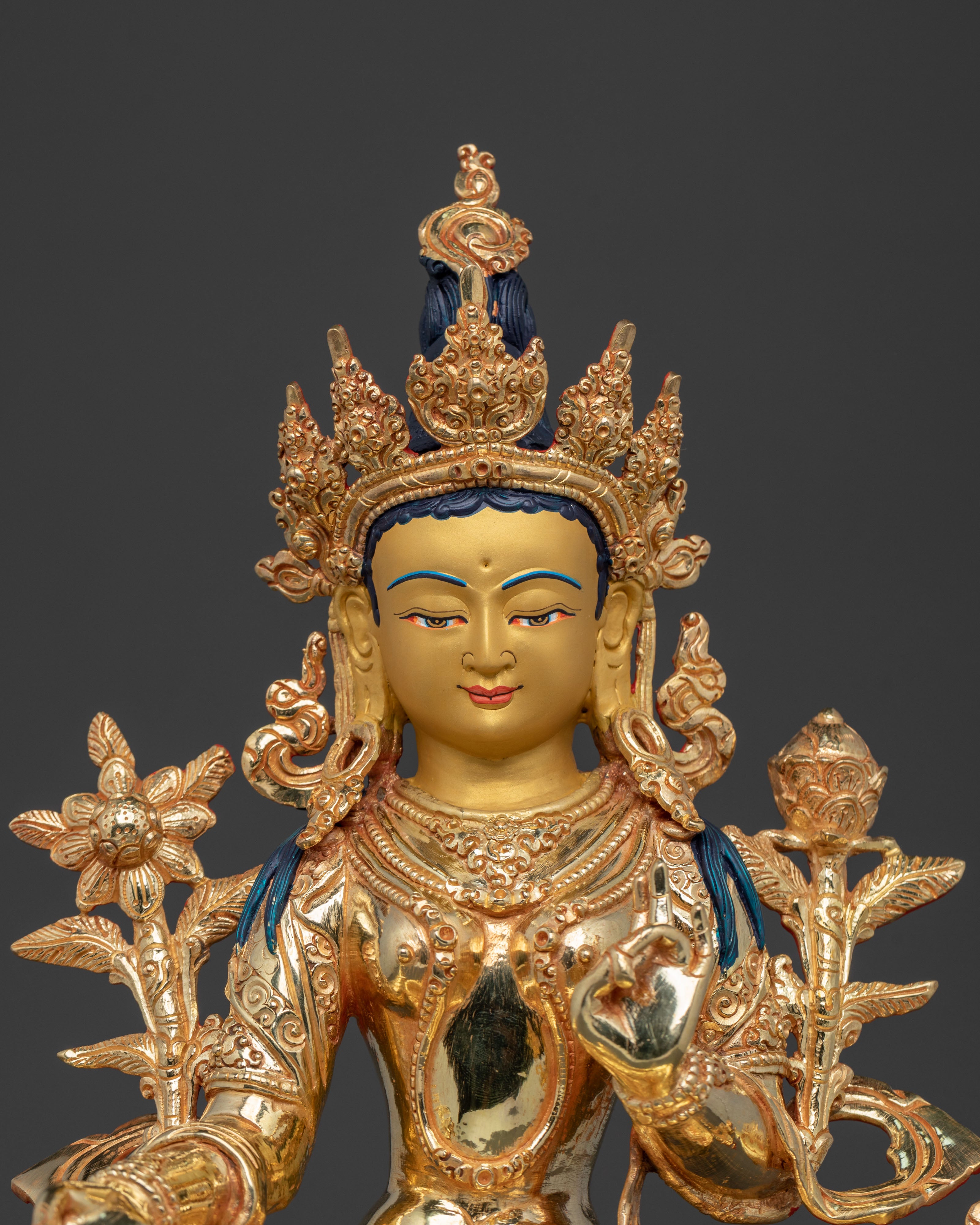 Mother Green Tara Peaceful Statue | Sacred Himalayan Buddhist Art