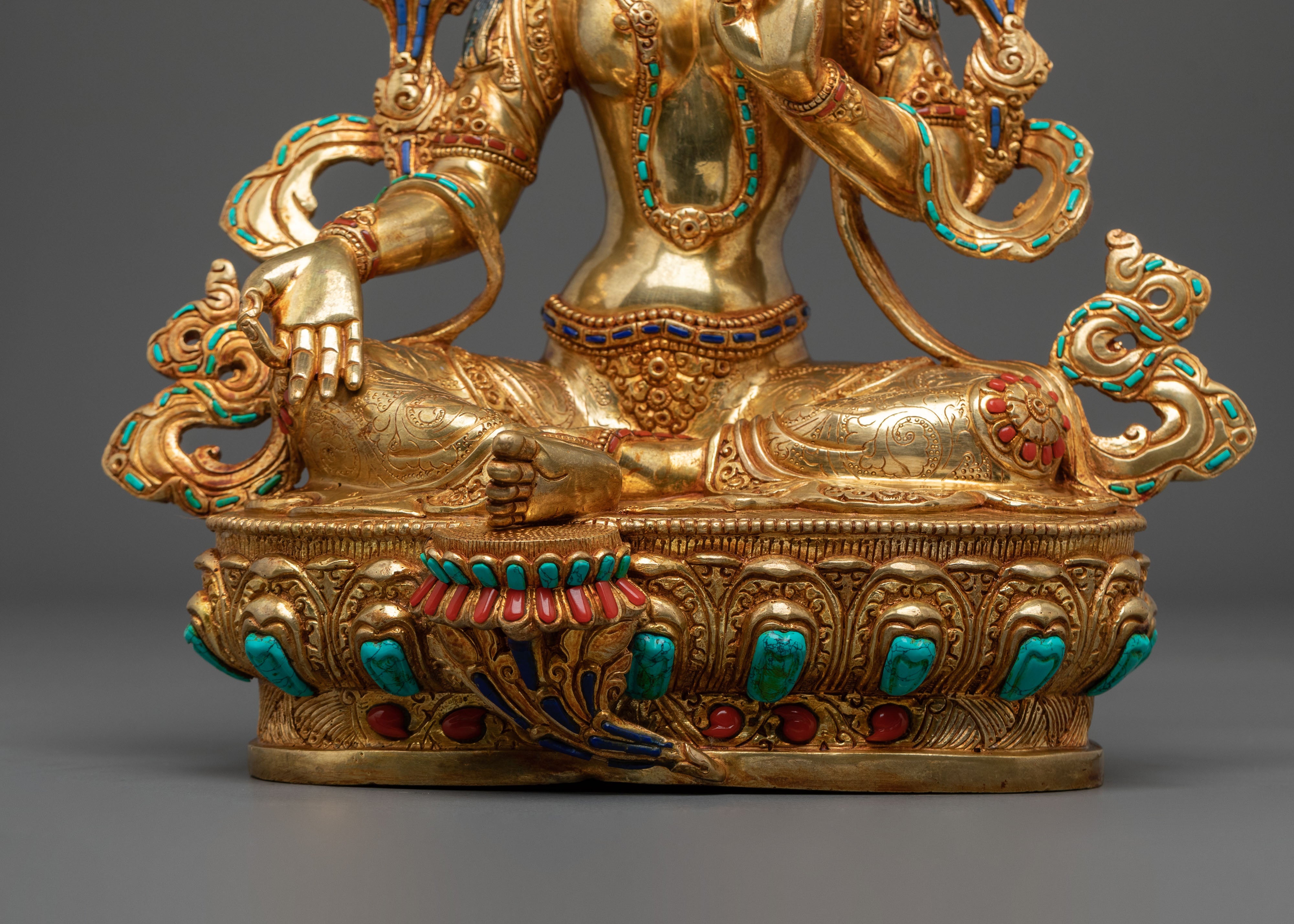 Handcrafted Copper Green Tara Statue | Embodiment of Compassionate Protection