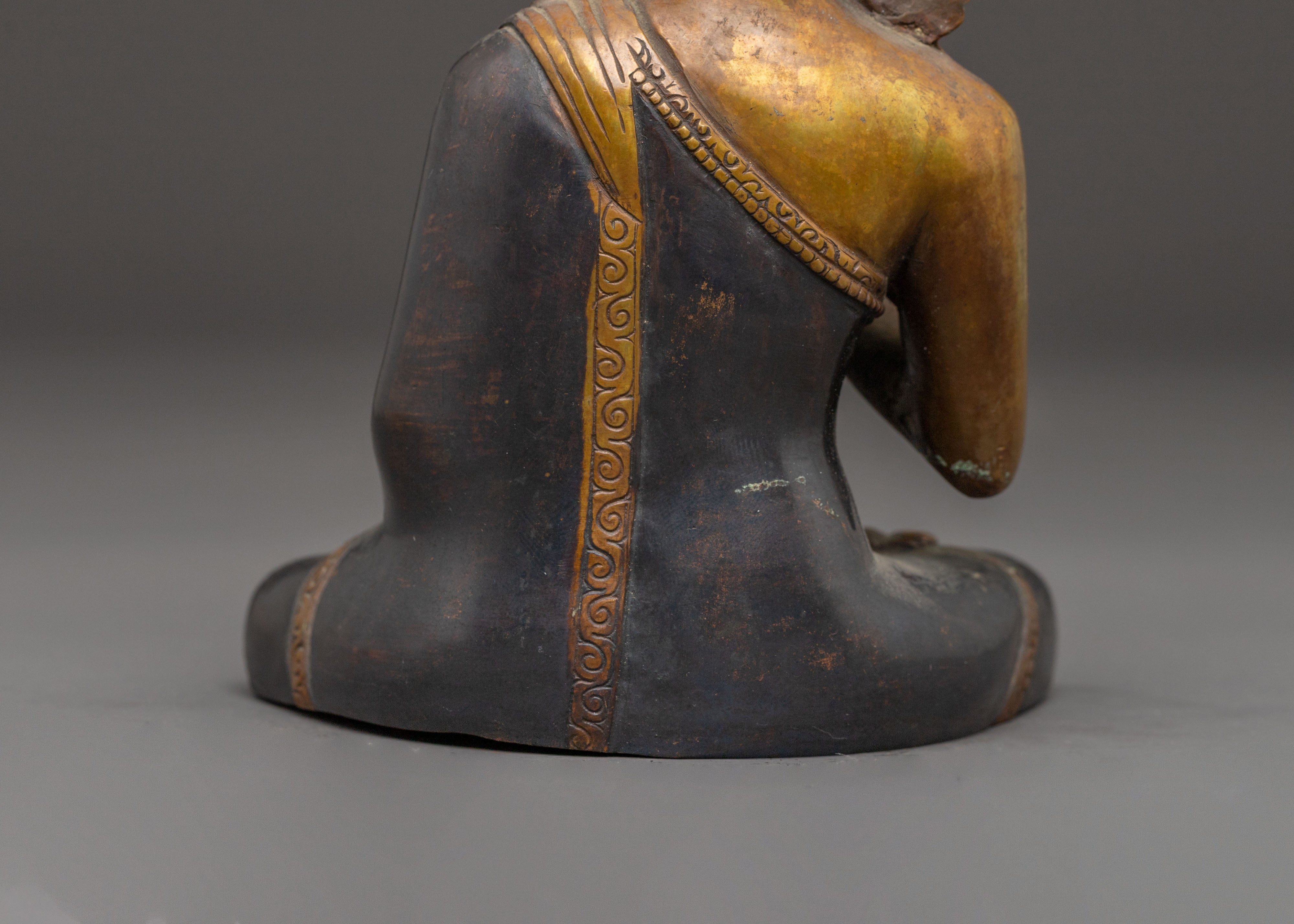 Handcrafted Vairocana Oxidized Copper Statue | Perfect for Meditation