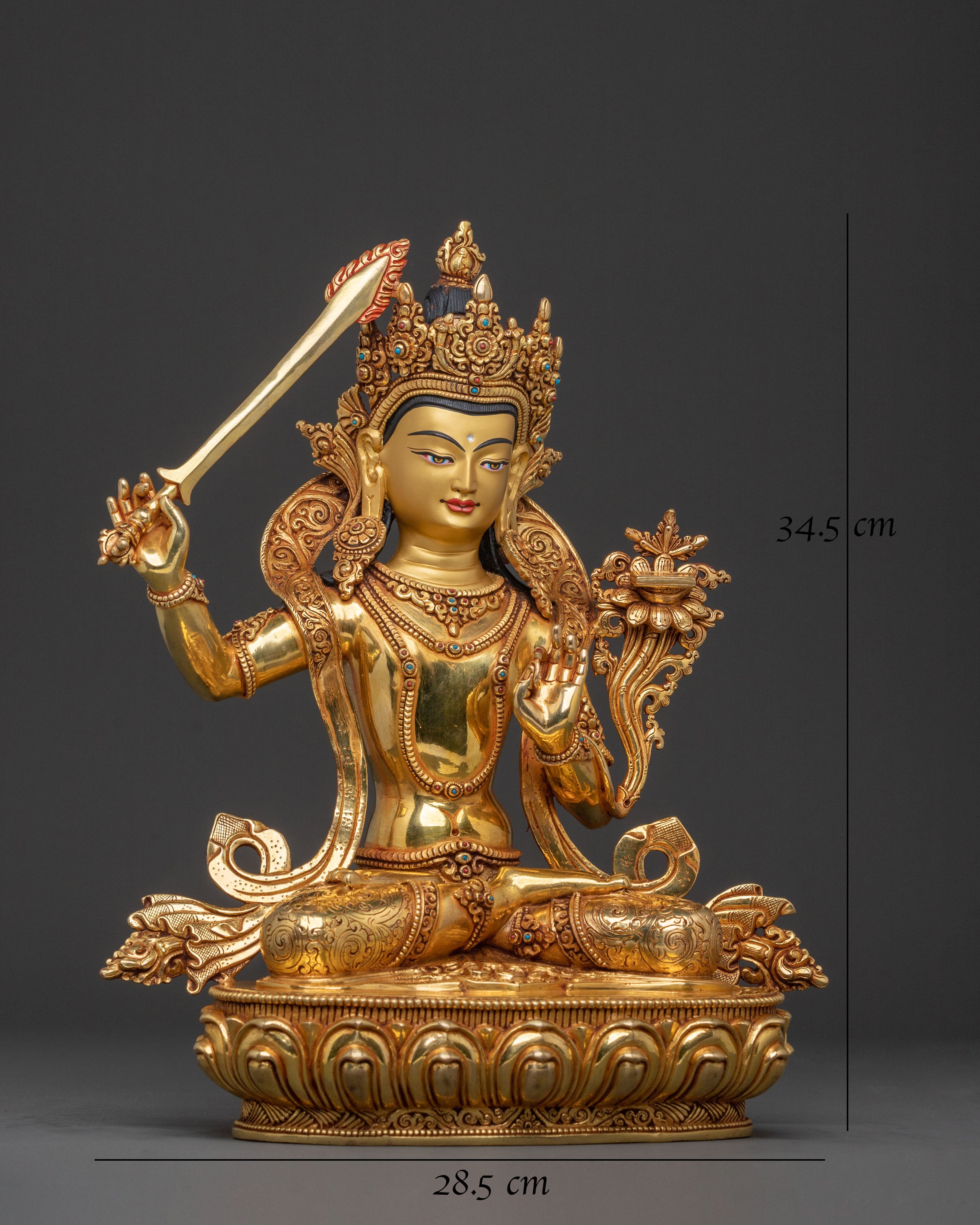 Manjushri Statue | 24K Gold Gilded Wisdom Figurine