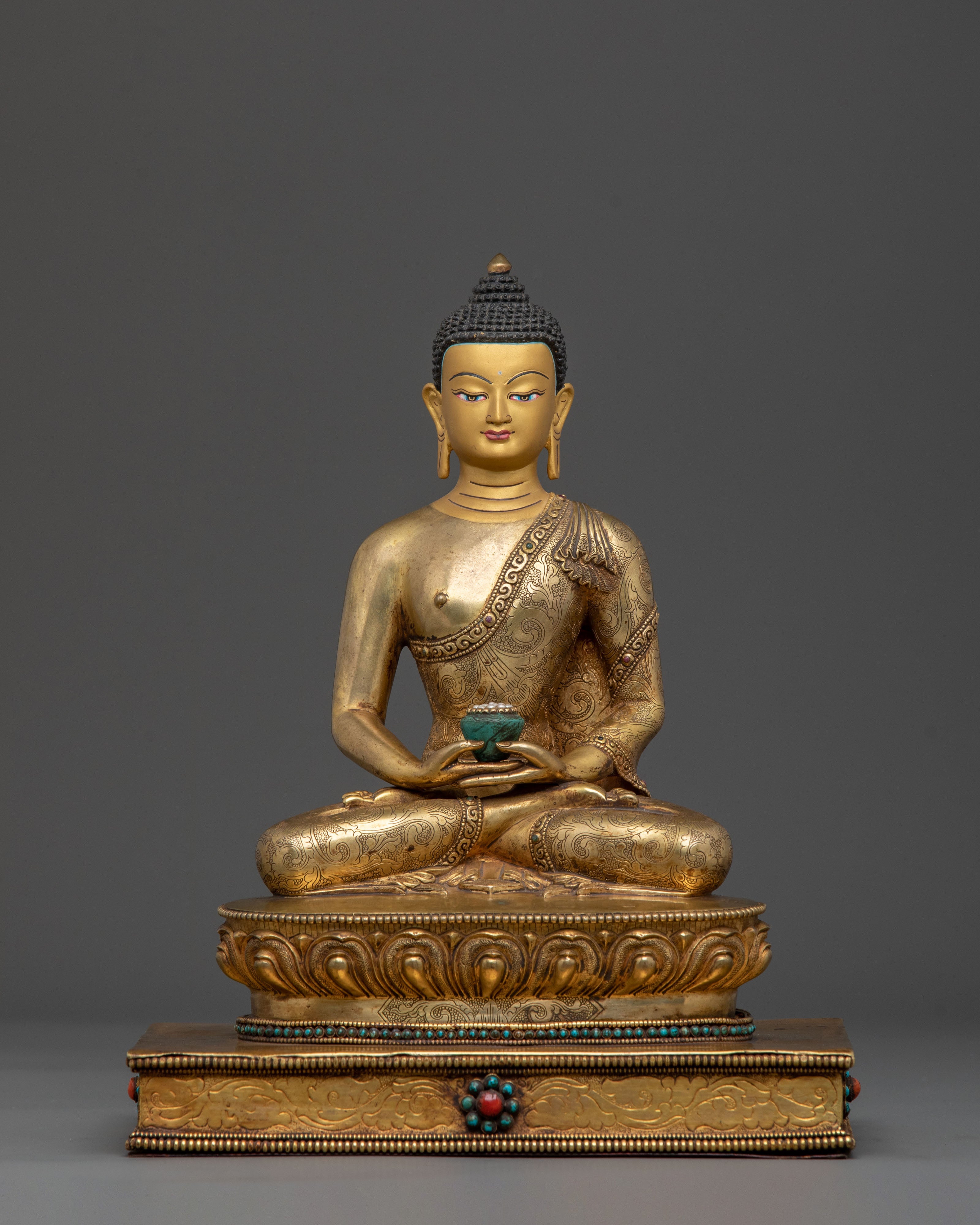 Sacred Three Buddha Handcrafted Statue Set in Premium 24K Gold