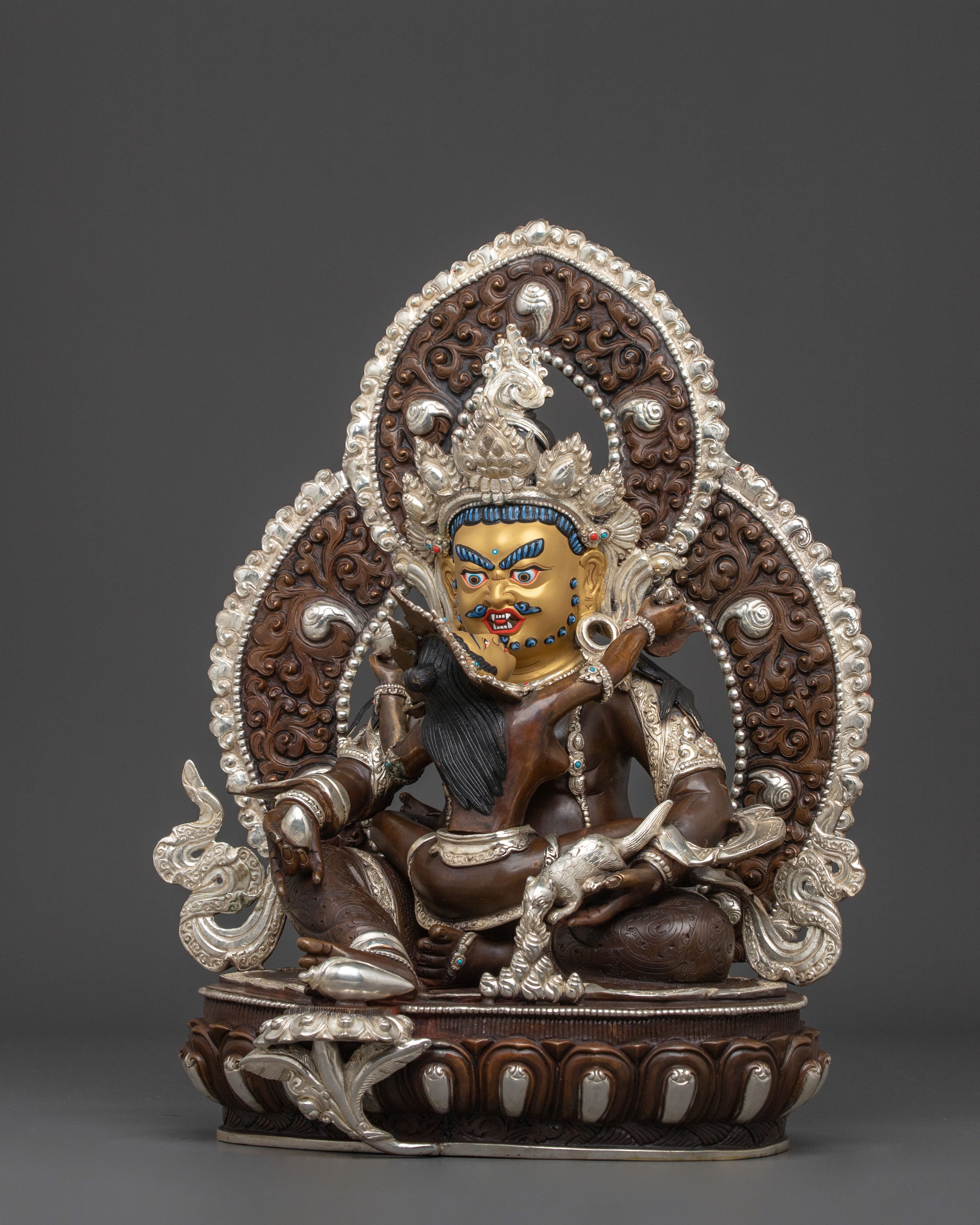 Handmade Green Dzambhala Statue | Altar Home Decor