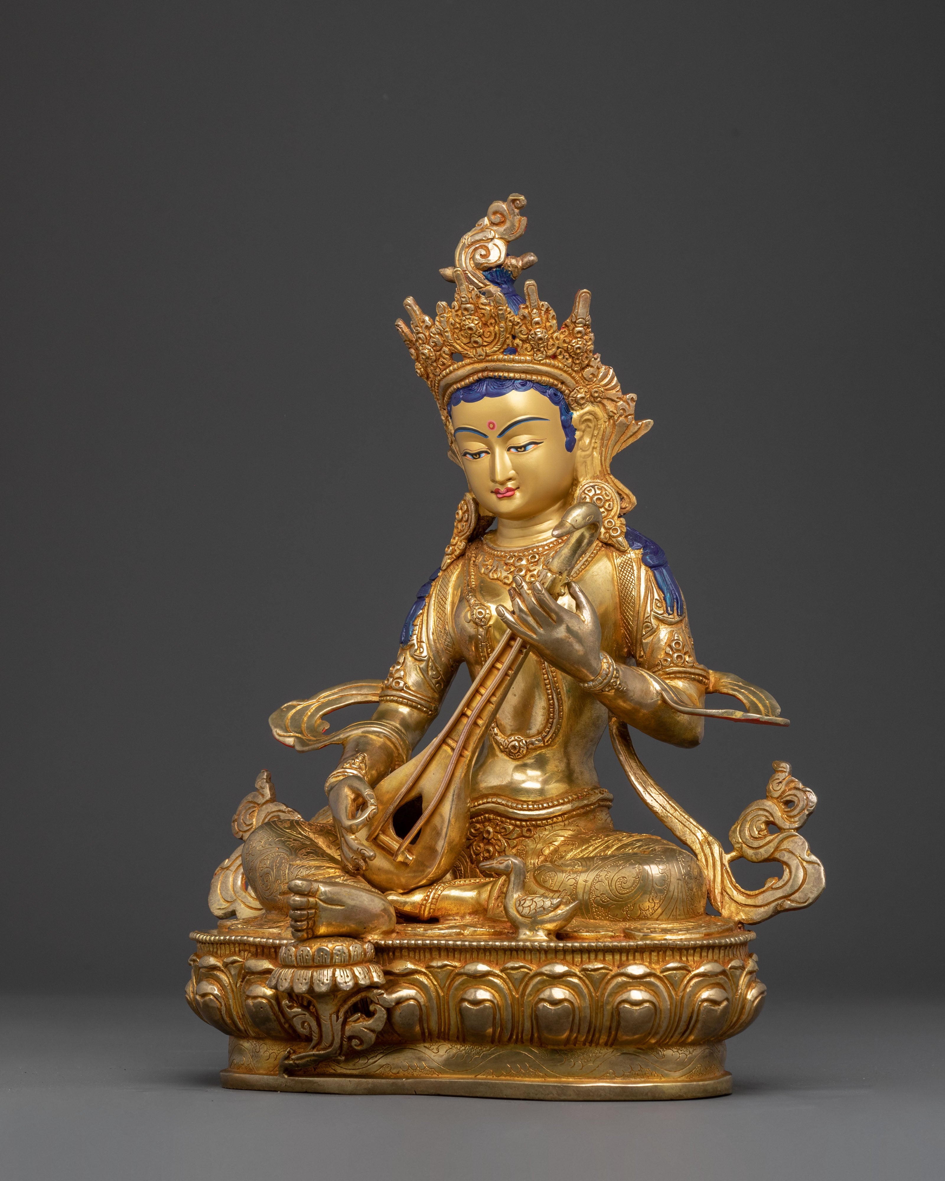 Goddess Saraswati Spiritual Statue - Handcrafted Serenity