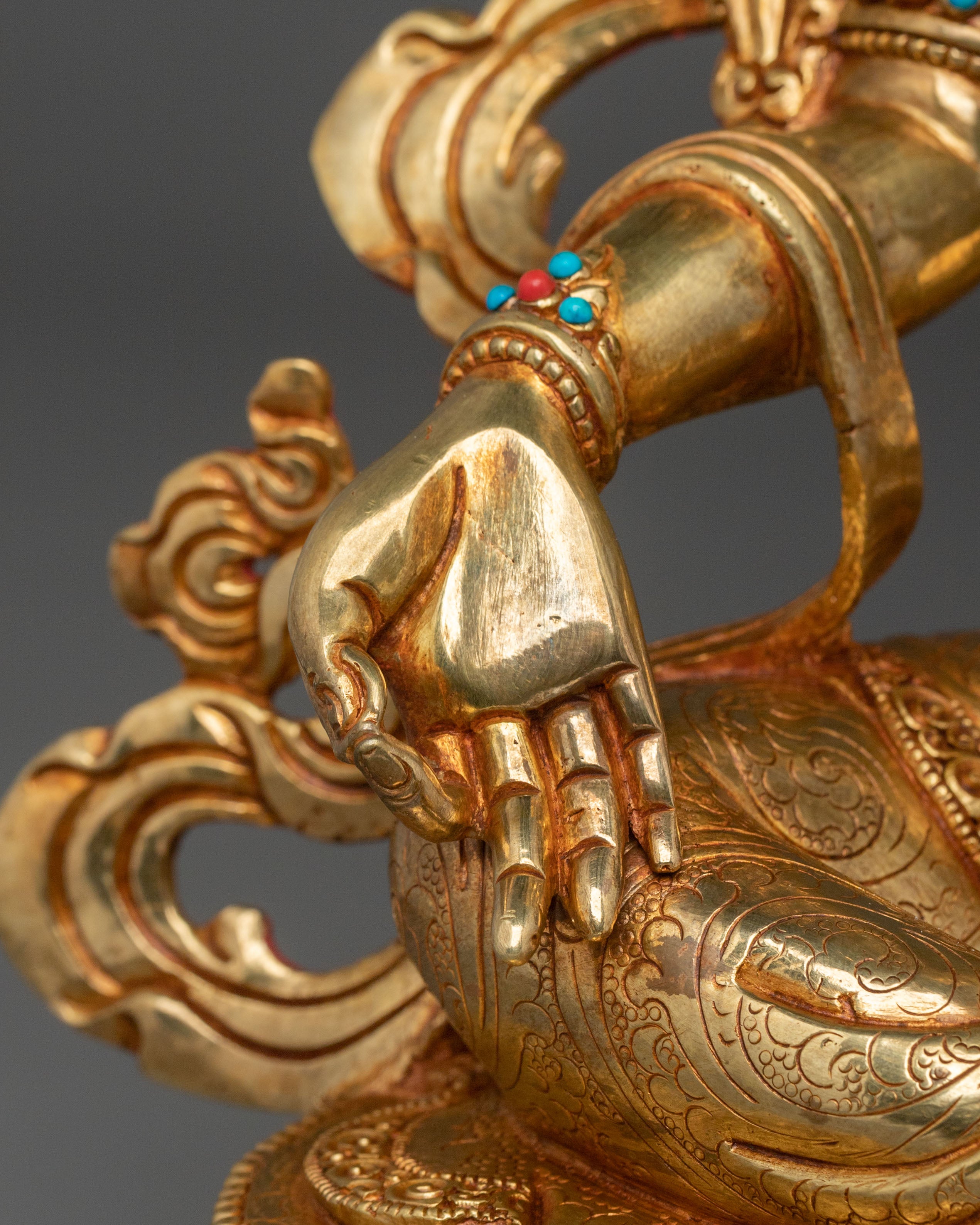 Green Tara Statue | Handcrafted 24K Gold Gilded Guardian