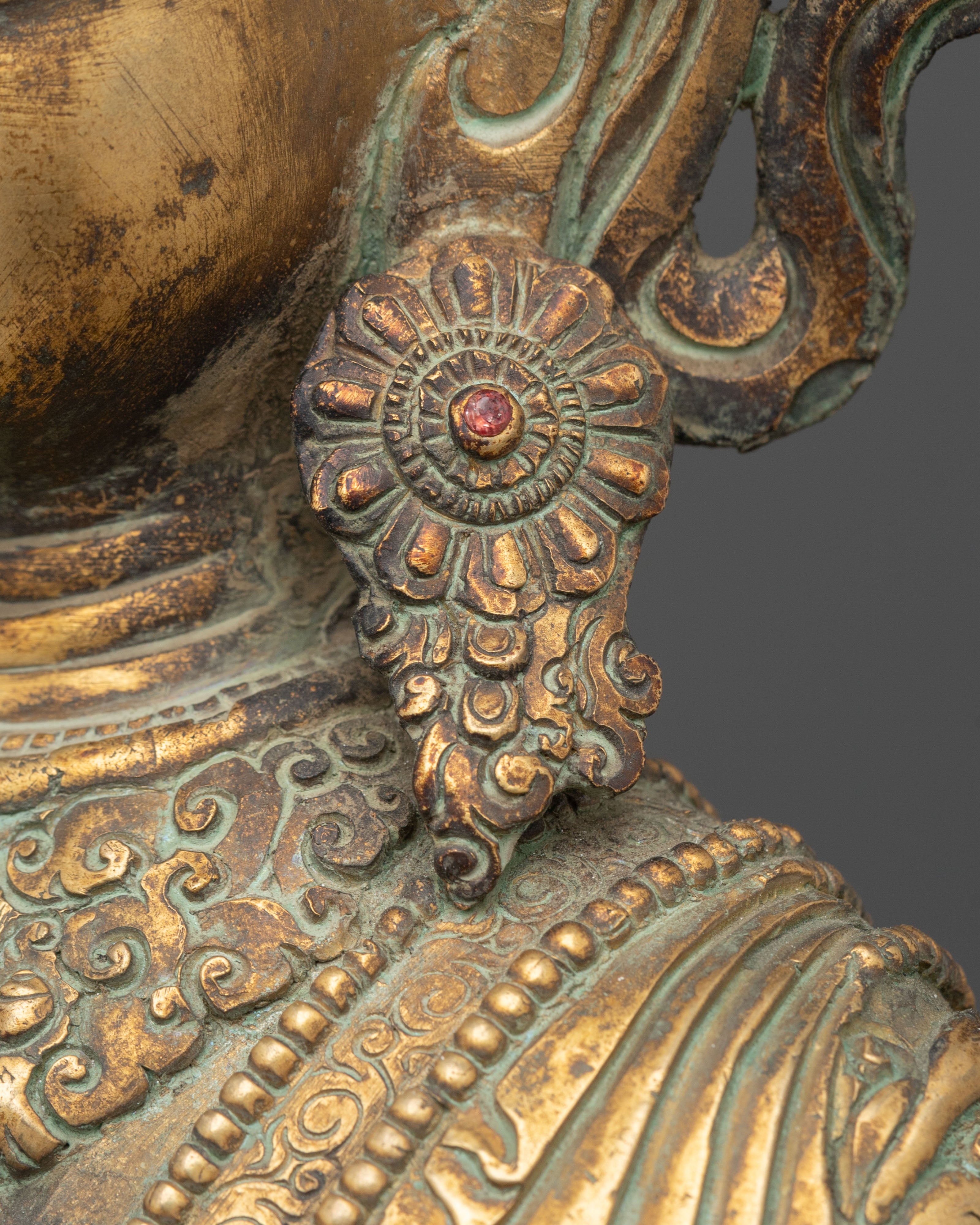Dipankara Buddha Tibetan Statue | Antique Finish Copper Sculpture