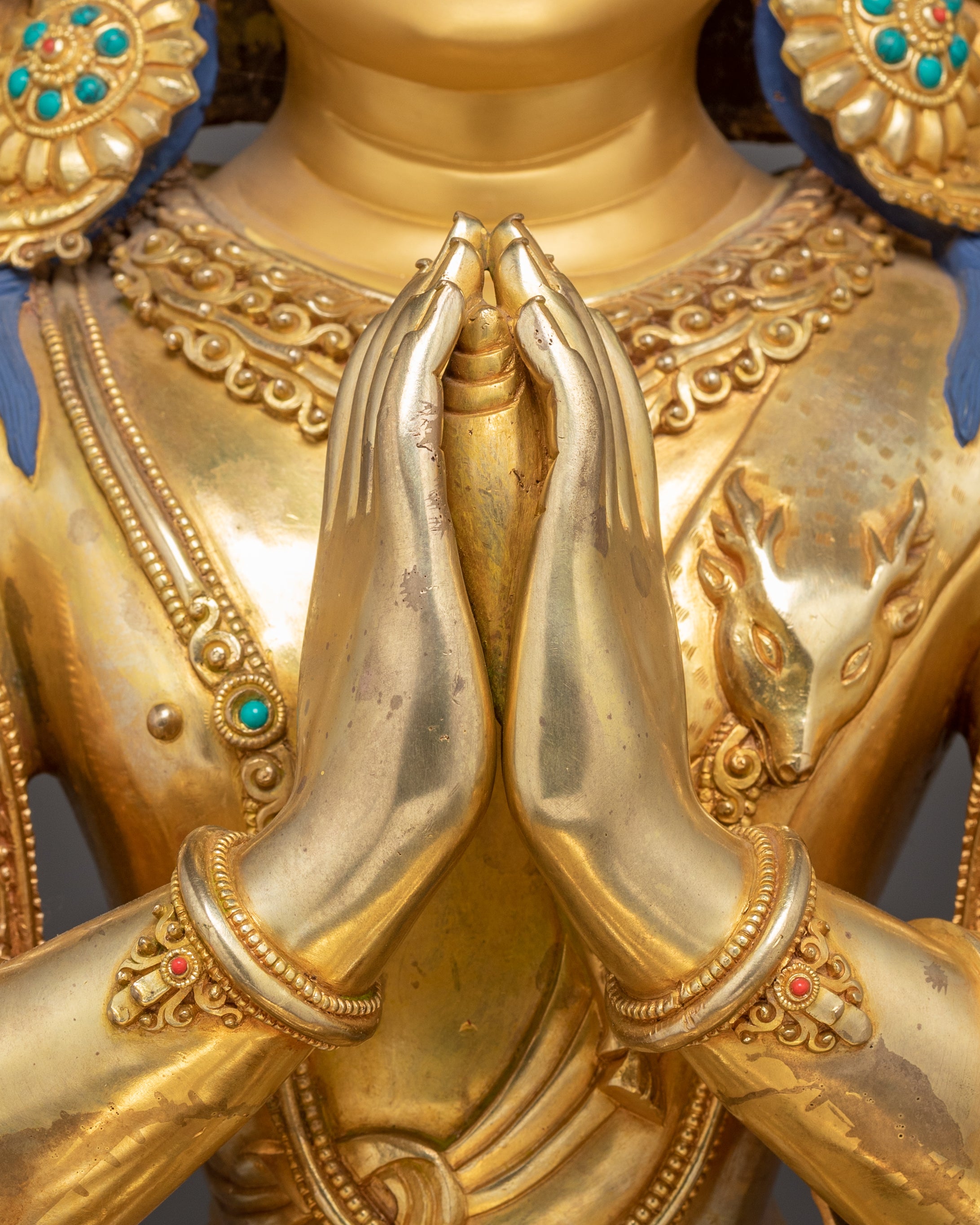 Handmade Golden Statue of Chenrezig | Compassion Deity