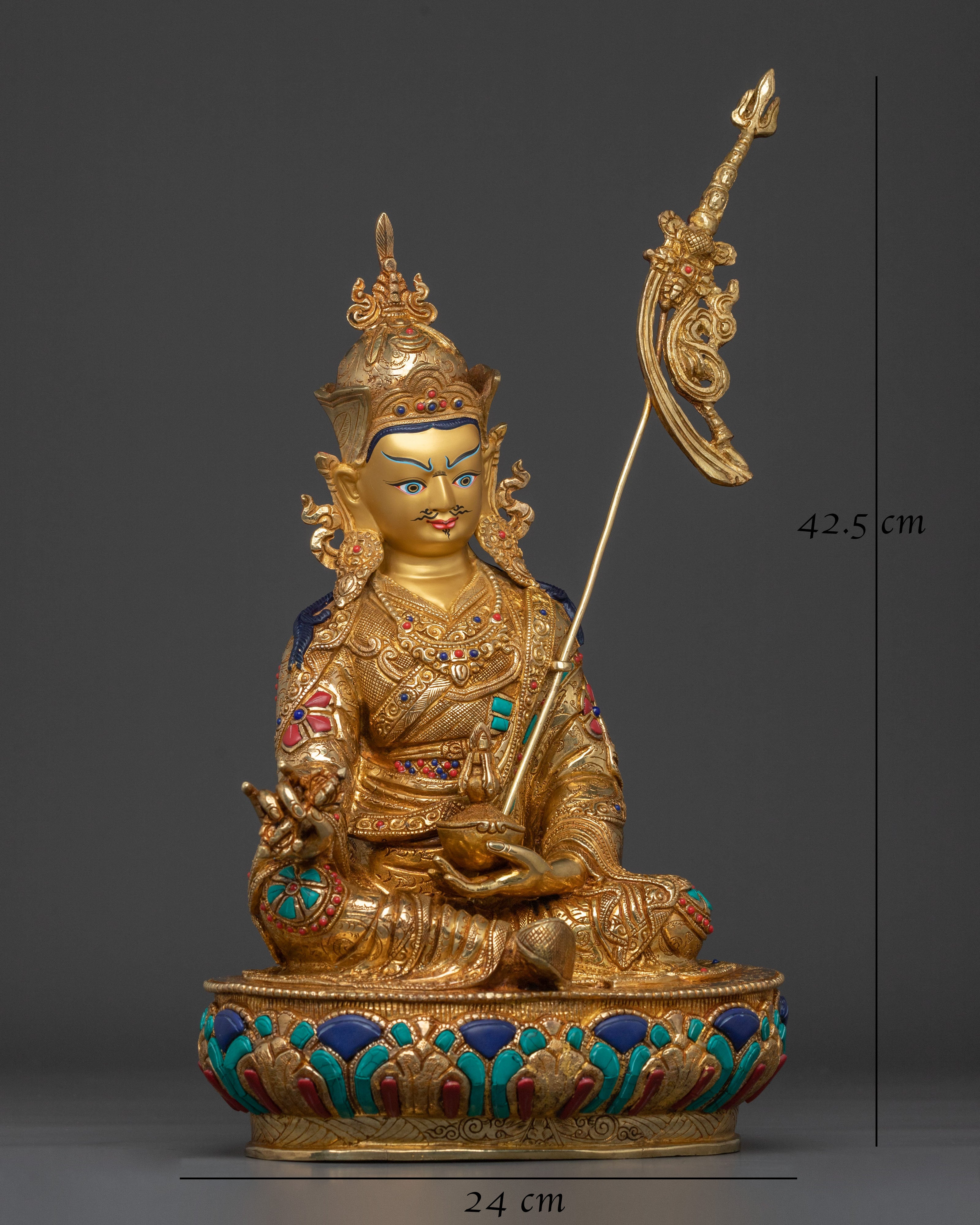 Tibetan Guru Rinpoche Sculpture: Wisdom Figurine