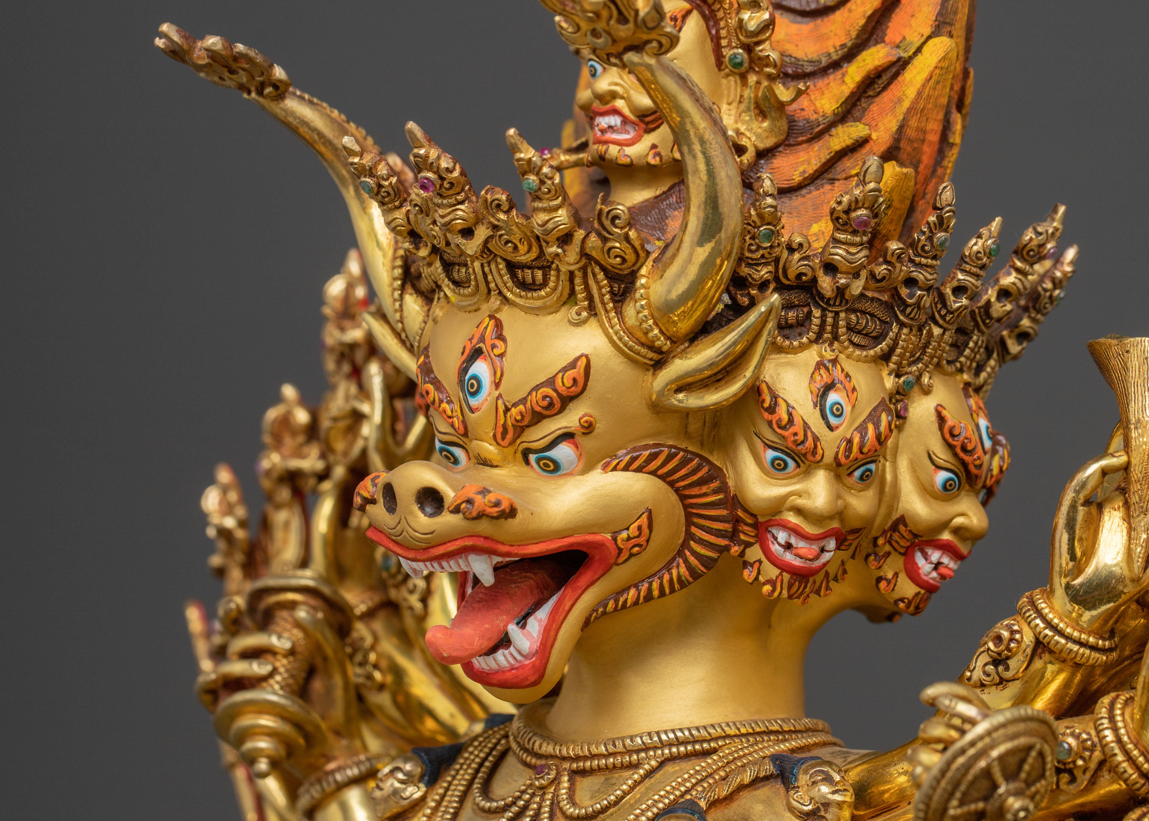 Fierce Deity Yamantaka Statue | 24K Gold Gilded