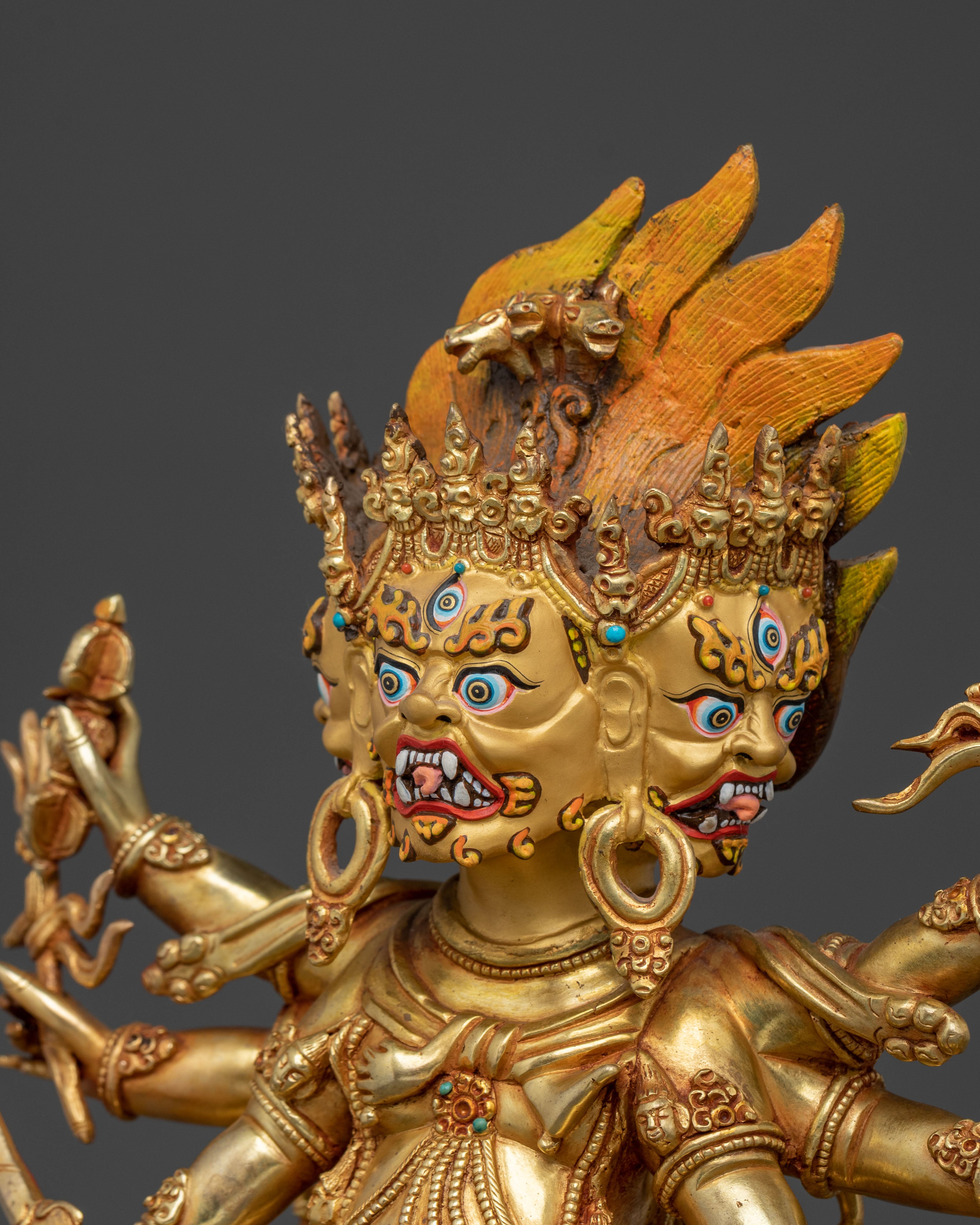 Hayagriva Sculpture: Fierce Protector in 24K Gold