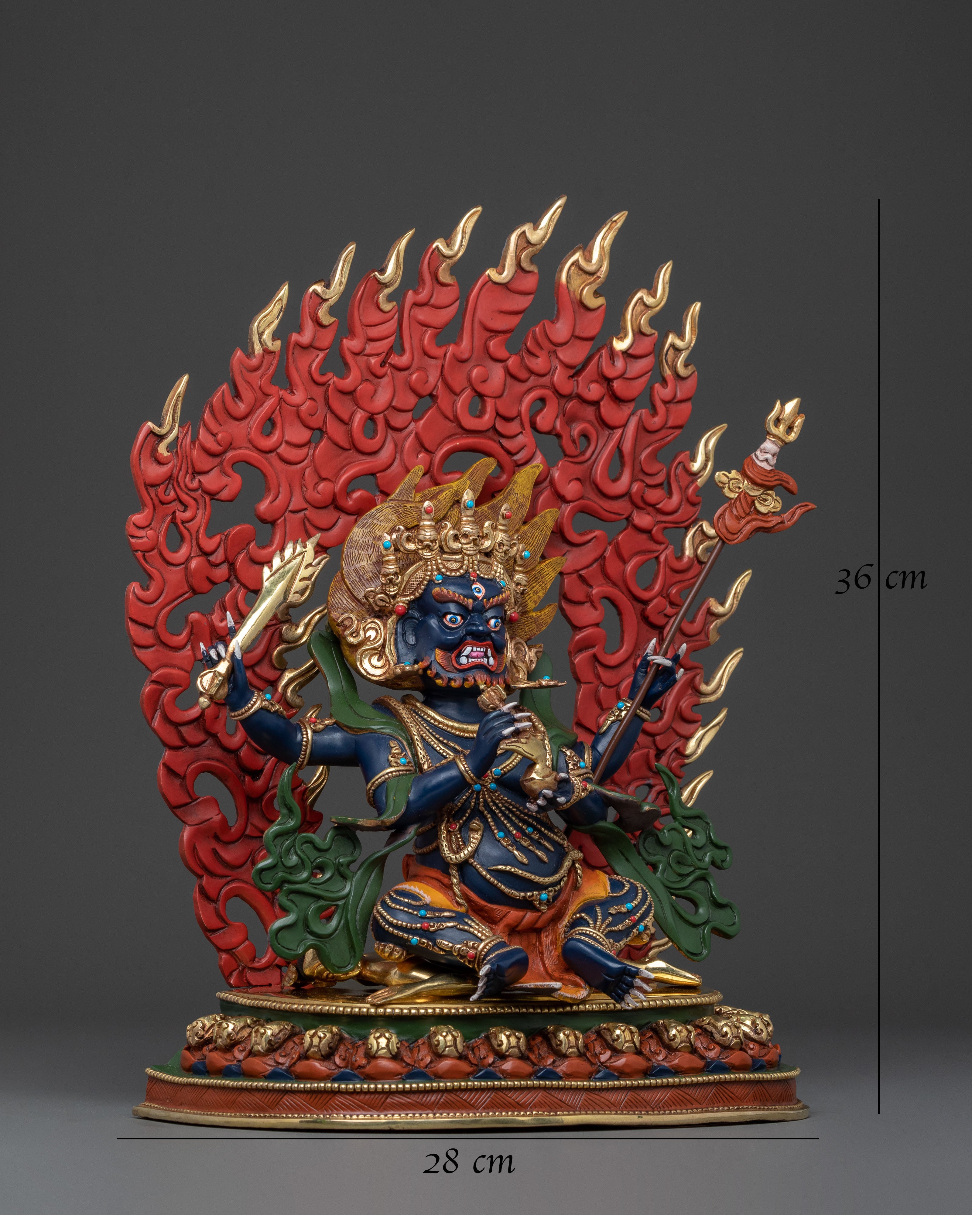 Four Armed Mahakala Sculpture | Protector Deity