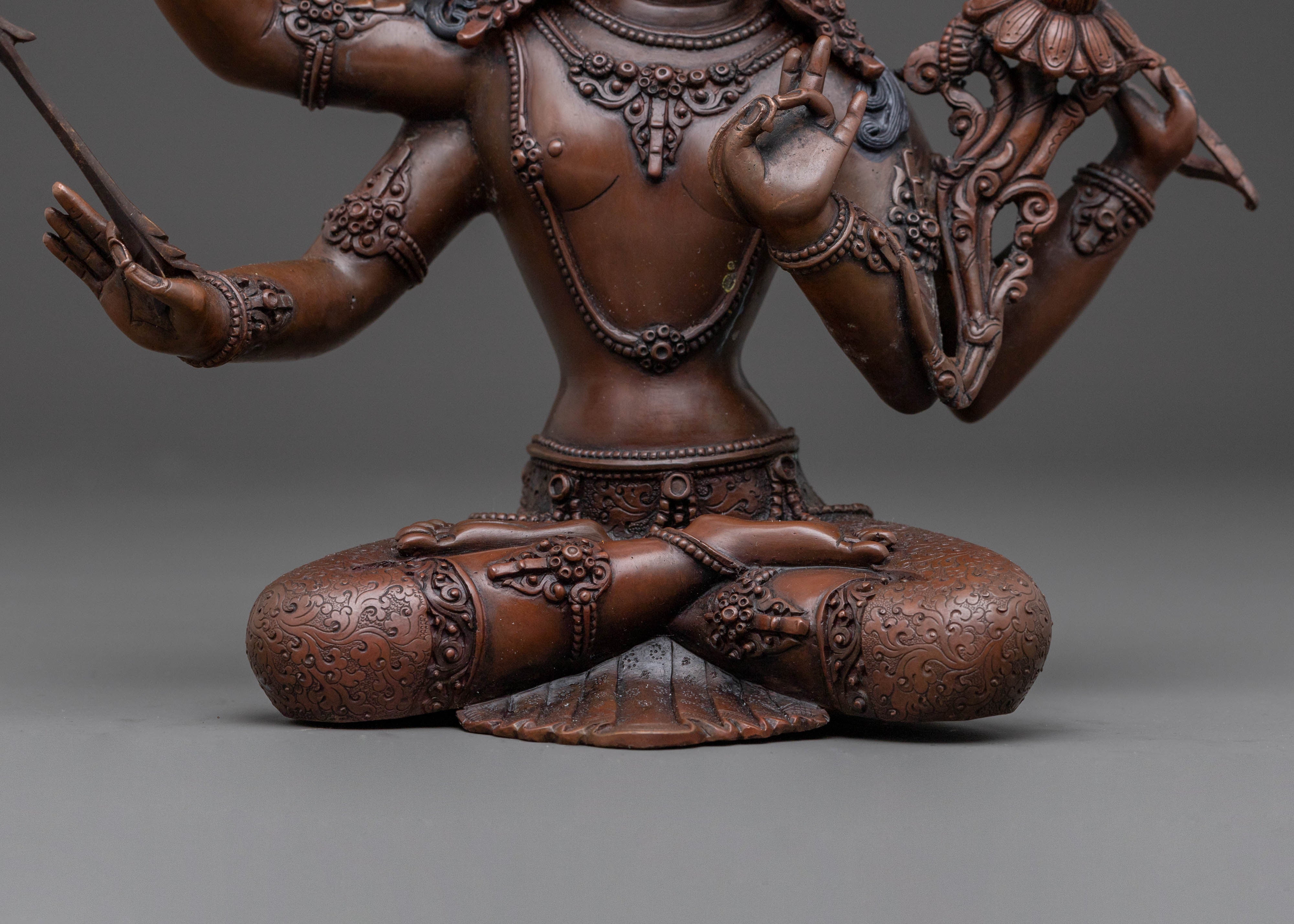Maha Manjushri Sacred Statue – Oxidized Copper