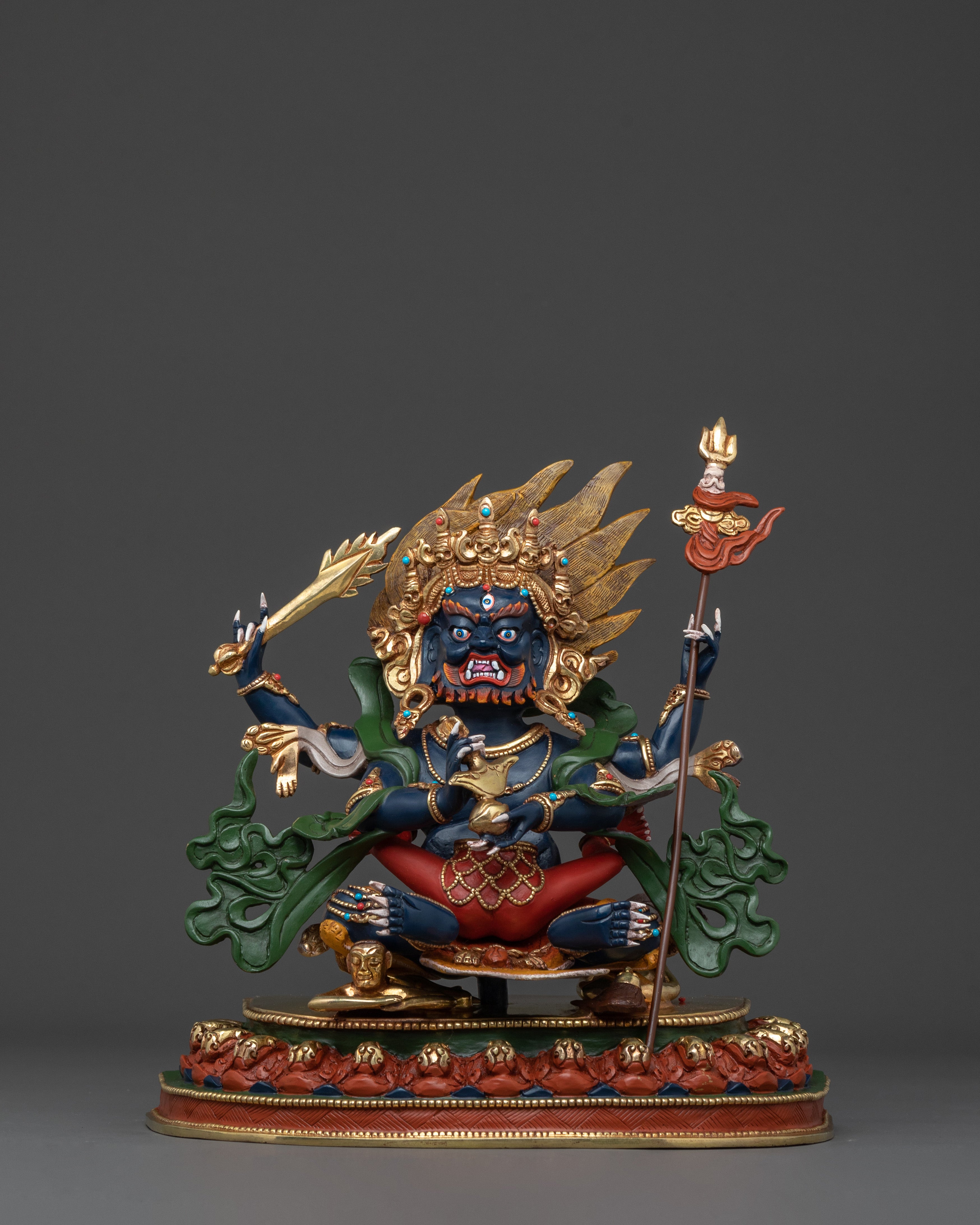 Chaturbhuja Mahakala Sculpture with Consort | Home Decor