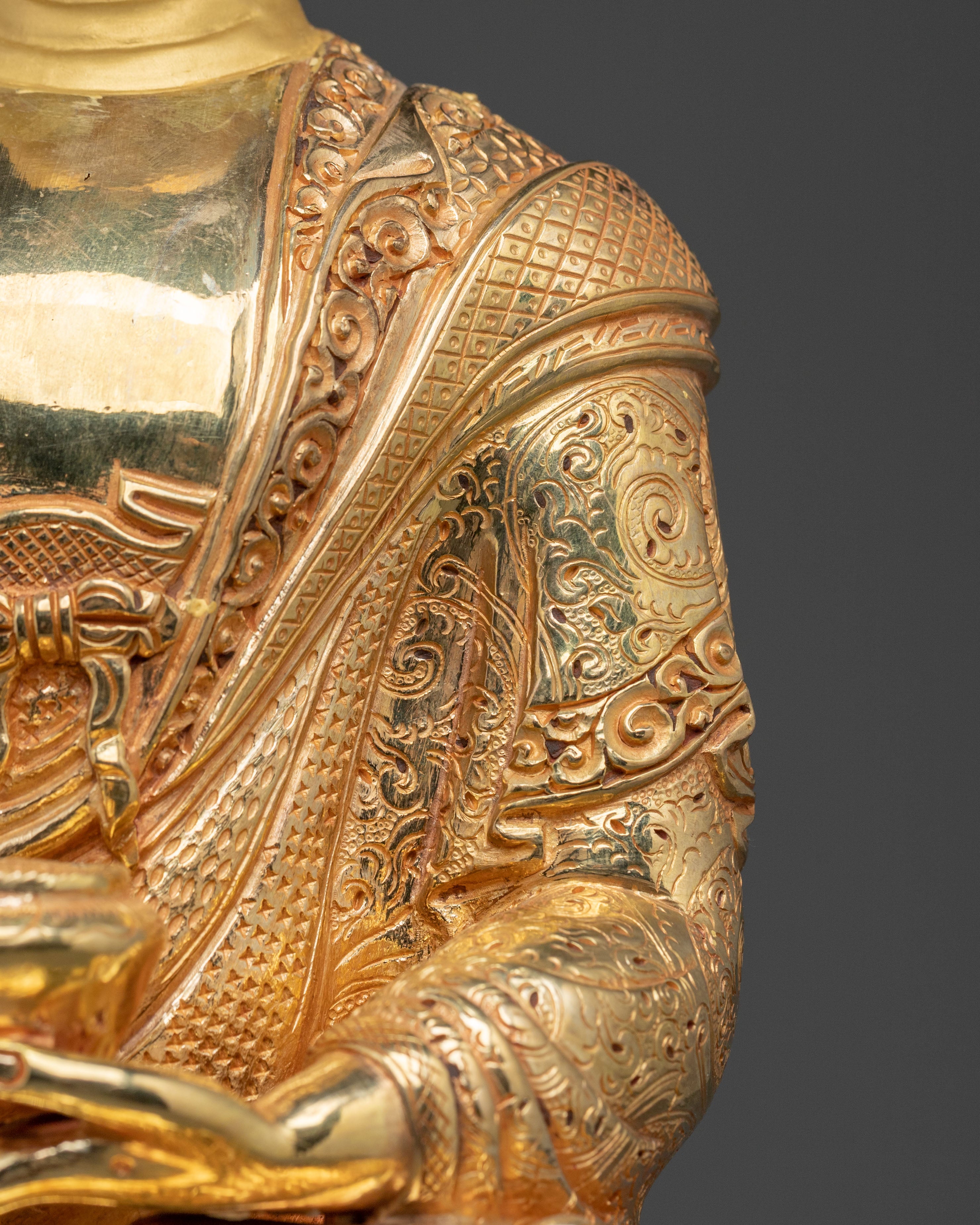 Buddhist Icon Shakyamuni Buddha: 24K Gold Gilded