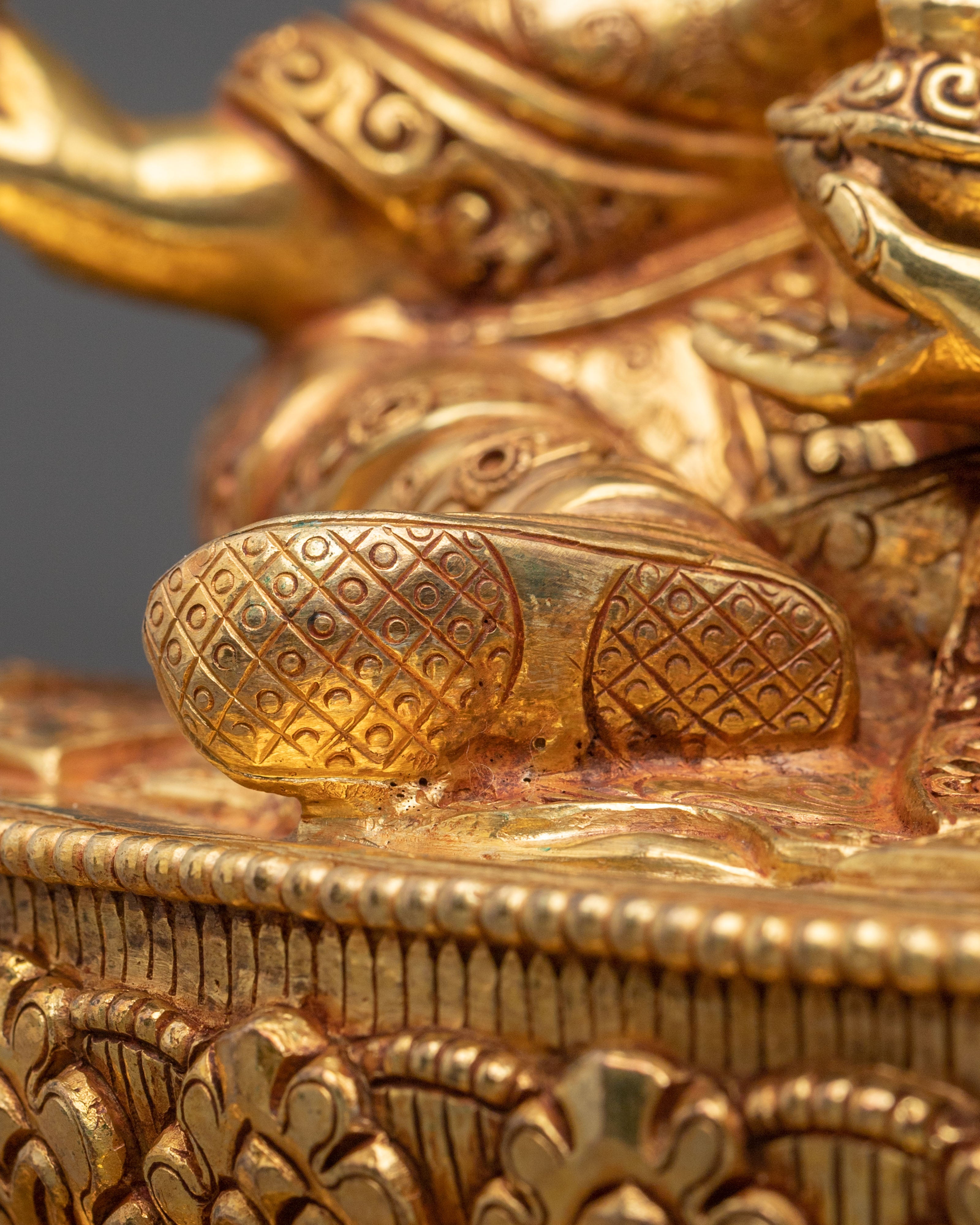 Hand-Carved Guru Rinpoche Sculpture | Copper Figurine