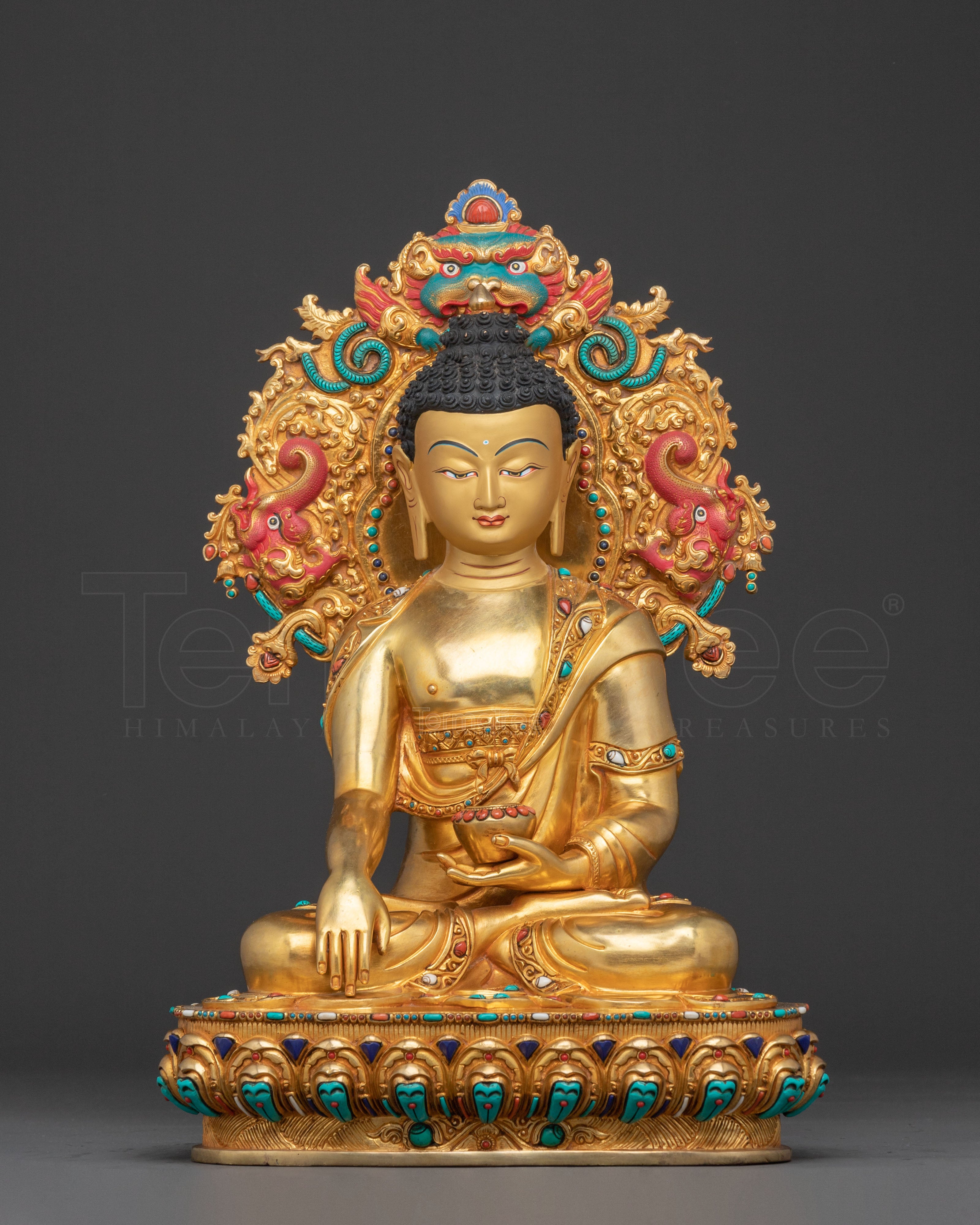 Exquisite 24K Gold Gilded Shakyamuni Buddha Statue for Altar Decor