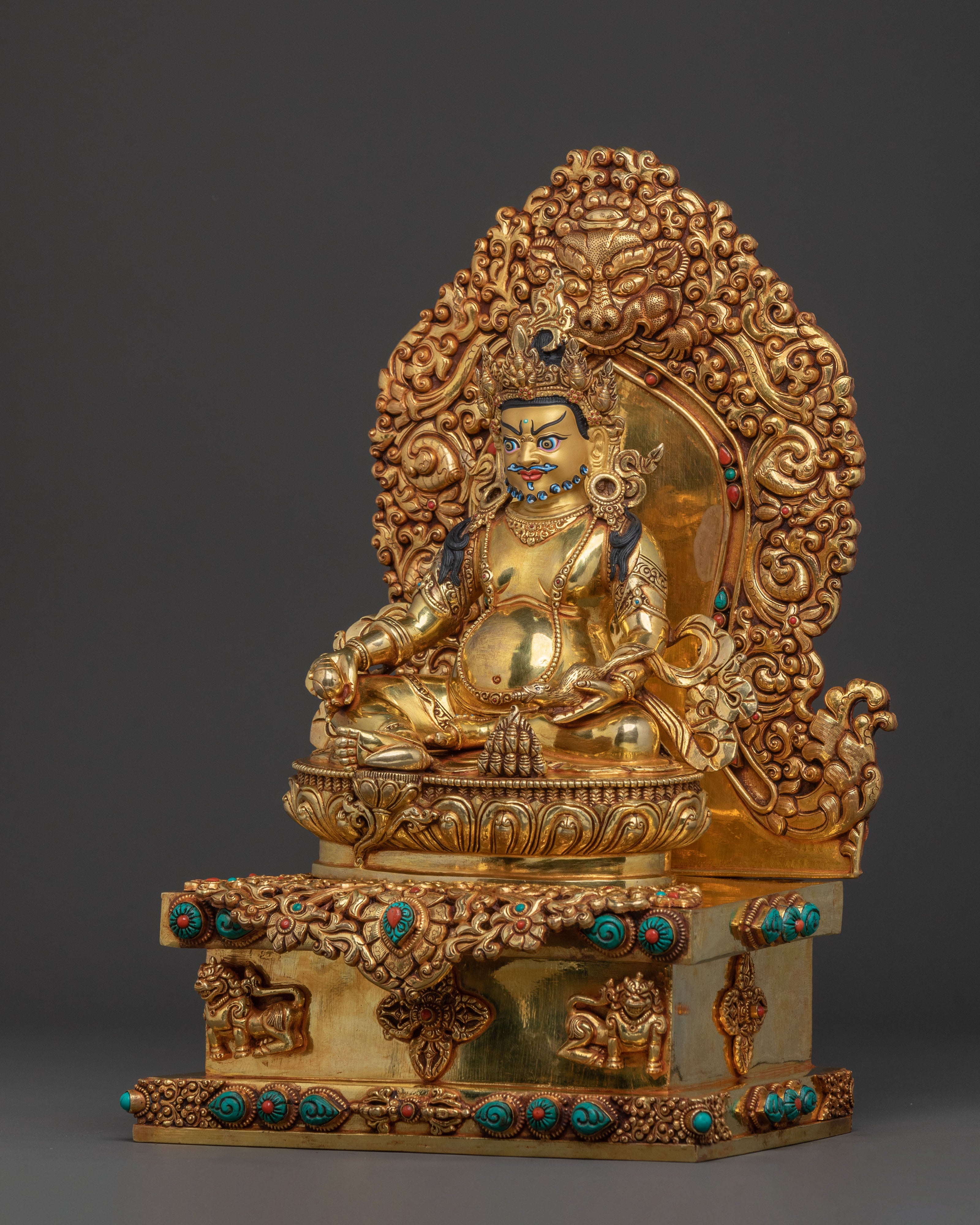 Dzambhala Ritual Statue on Throne | Wealth God