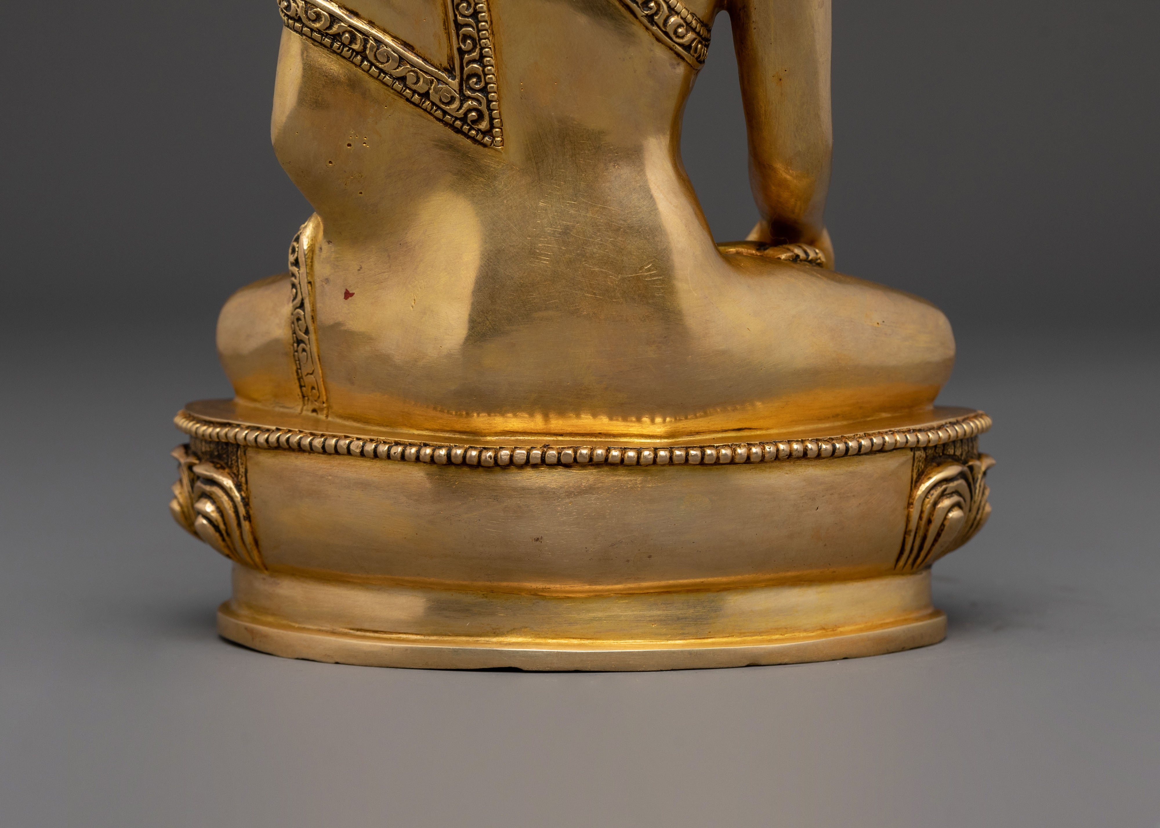 Shakyamuni Buddha Sacred Figurine: 24K Gold Gilded