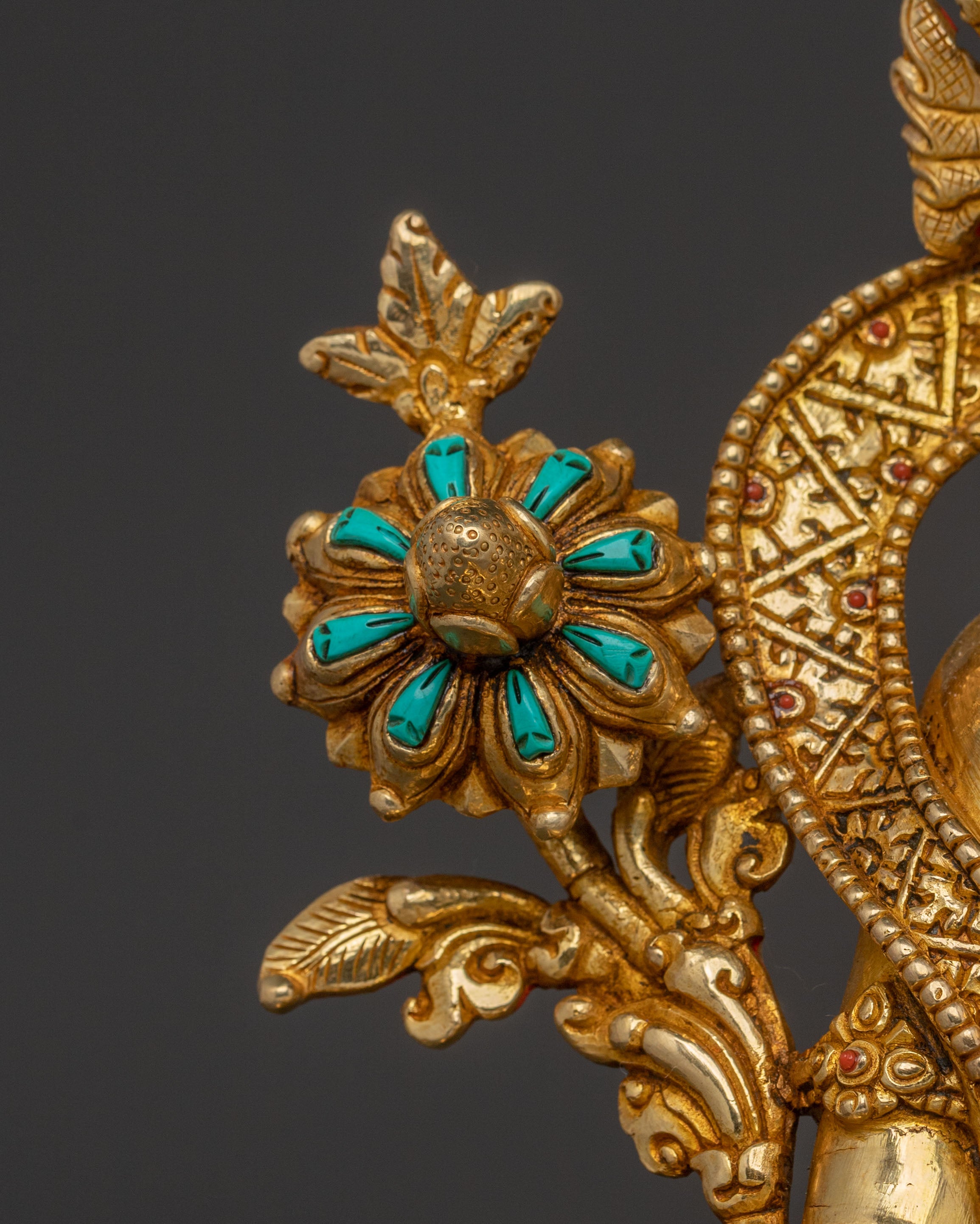 Green Tara Statue for Rituals | 24K Gold Gilded Icon