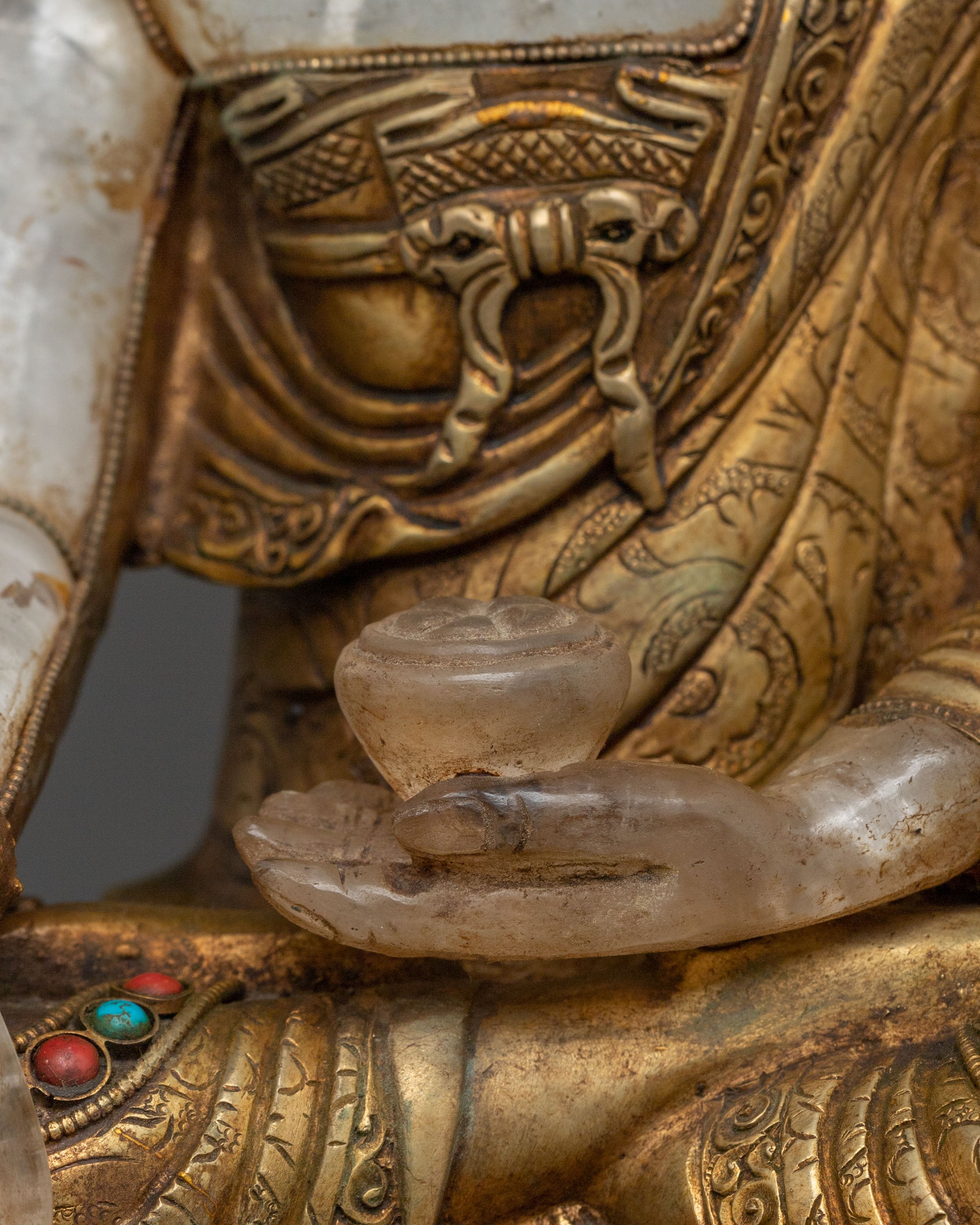 Shakyamuni Buddha On Throne Handcrafted Statue