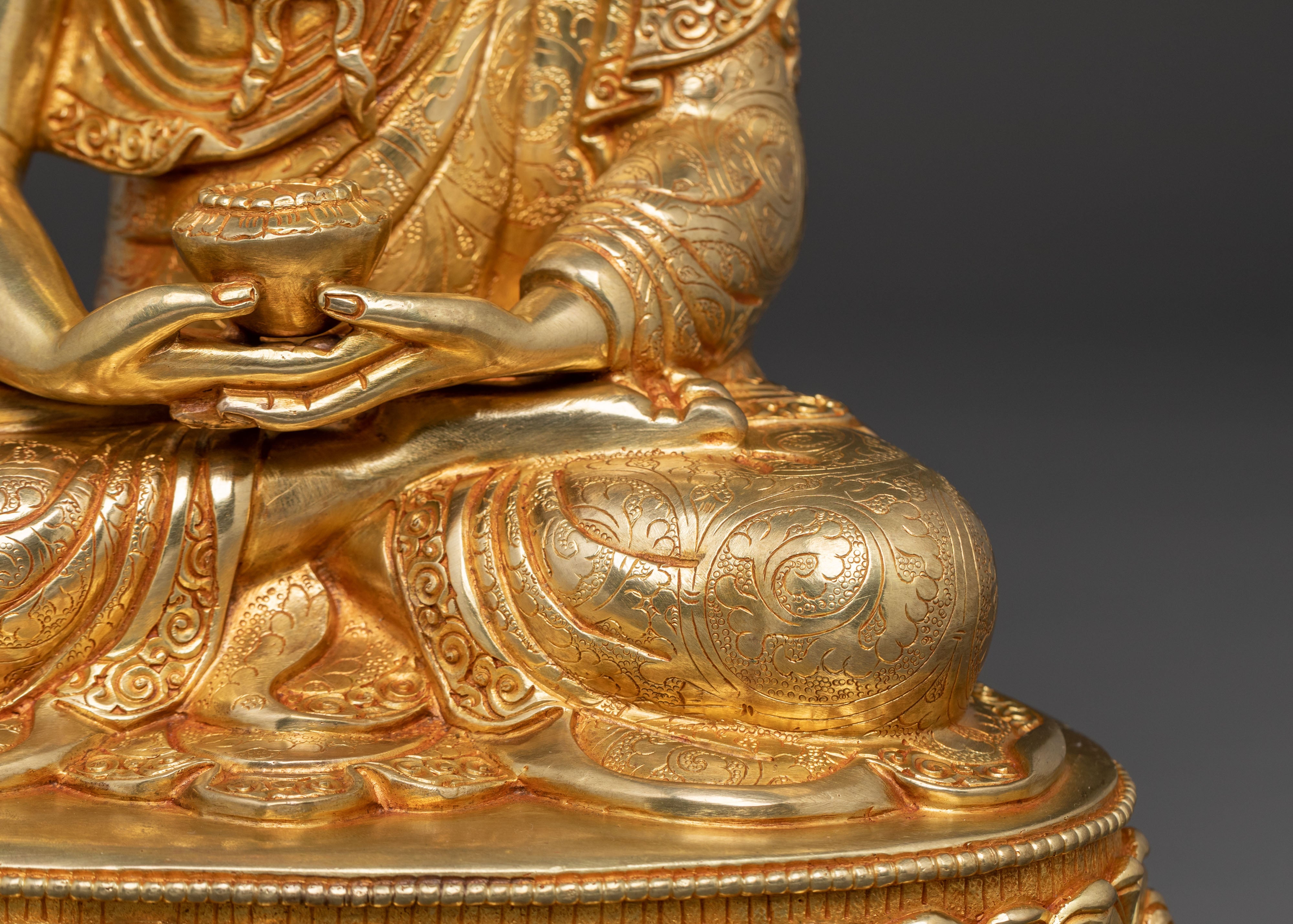 24k Gold Gilded Amitabha Buddha Spiritual Statue – Exquisite Copper Art