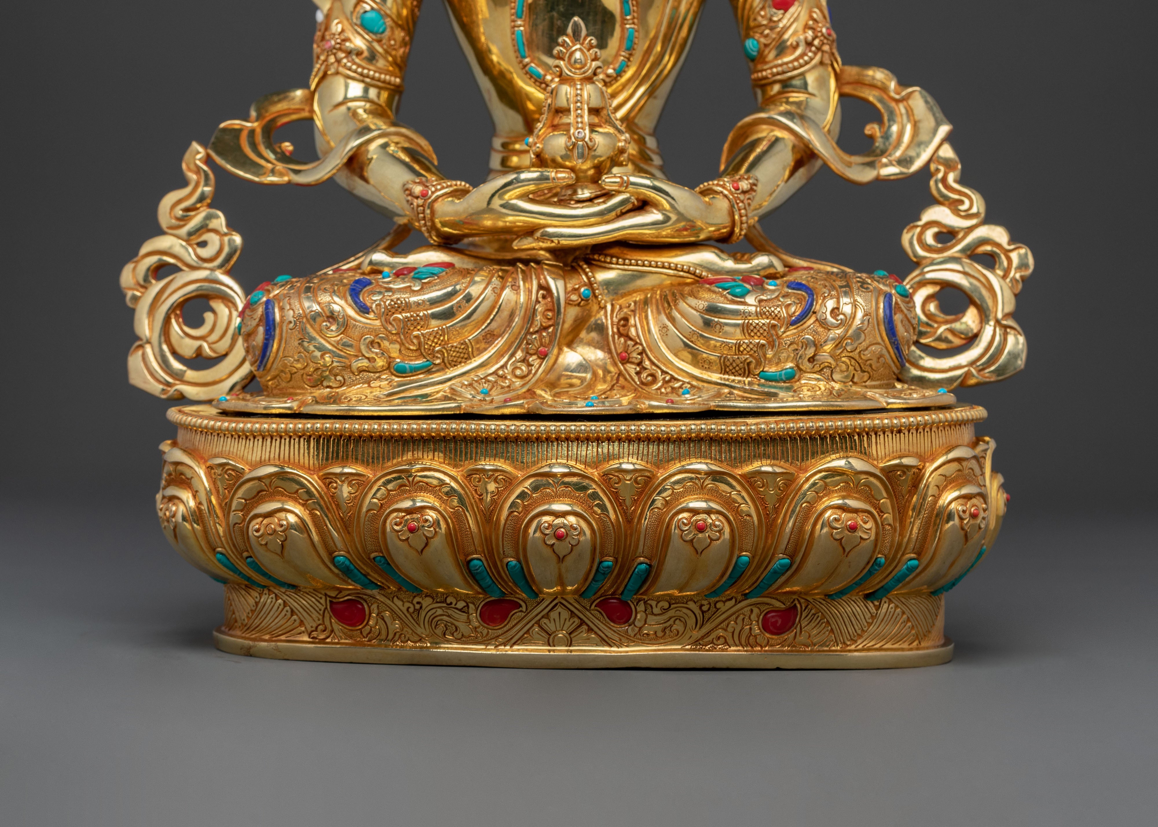 Amitayus: 24K Gold Gilded Traditional Statue
