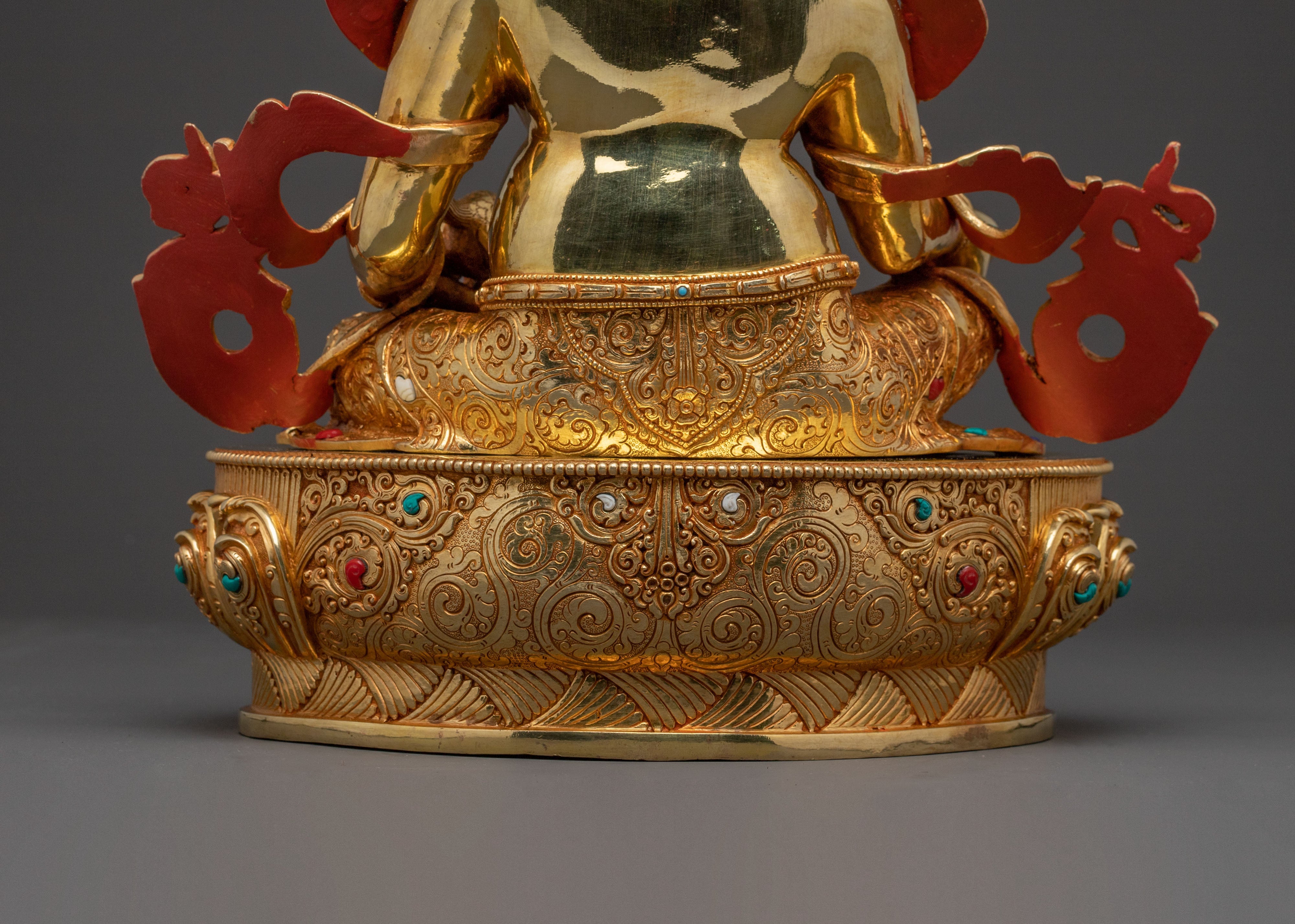 Dzambhala Tibetan Golden Statue: Auspicious Copper Sculpture