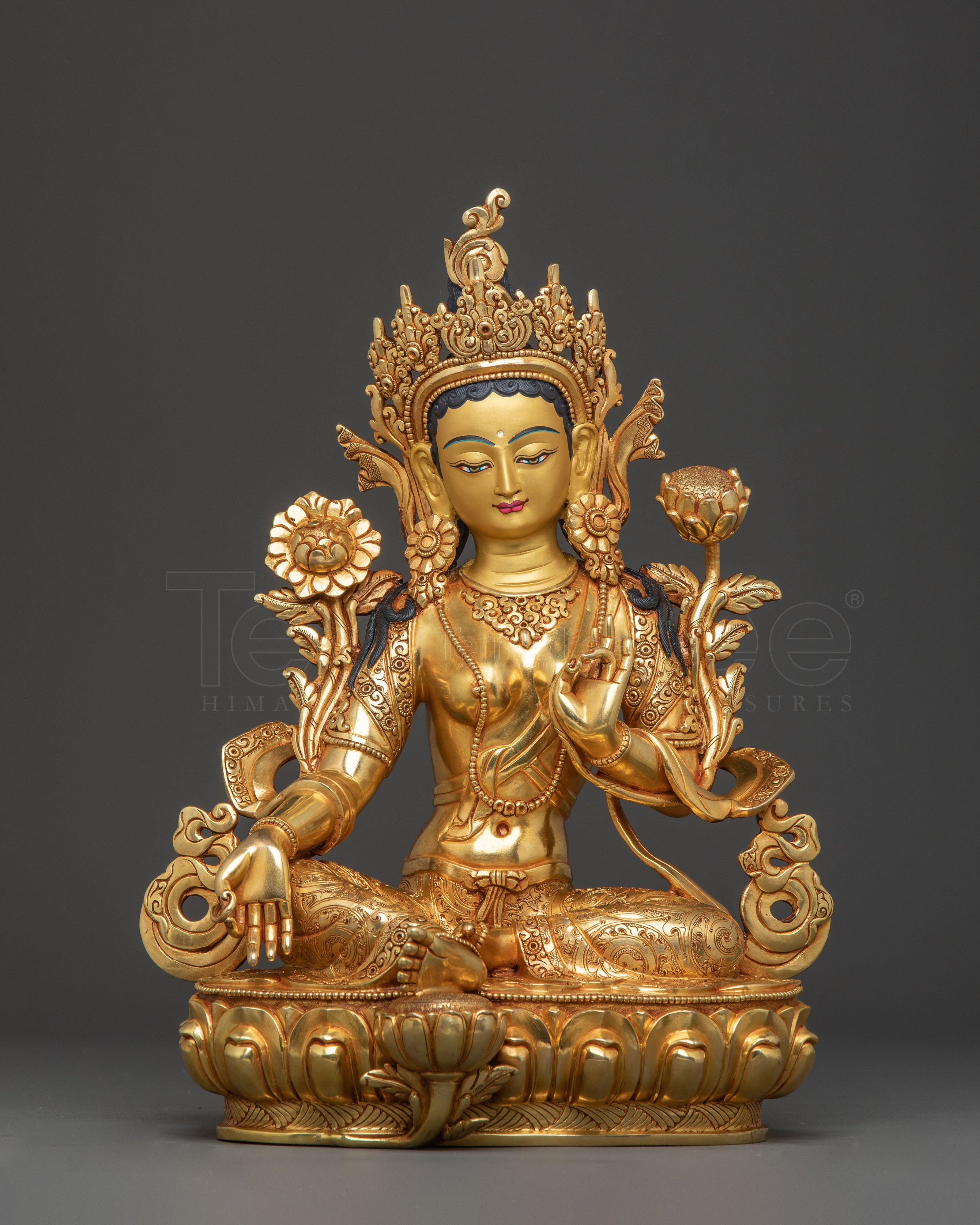 Savior Goddess Green Tara Statue – Hand-Gilded Copper Statue