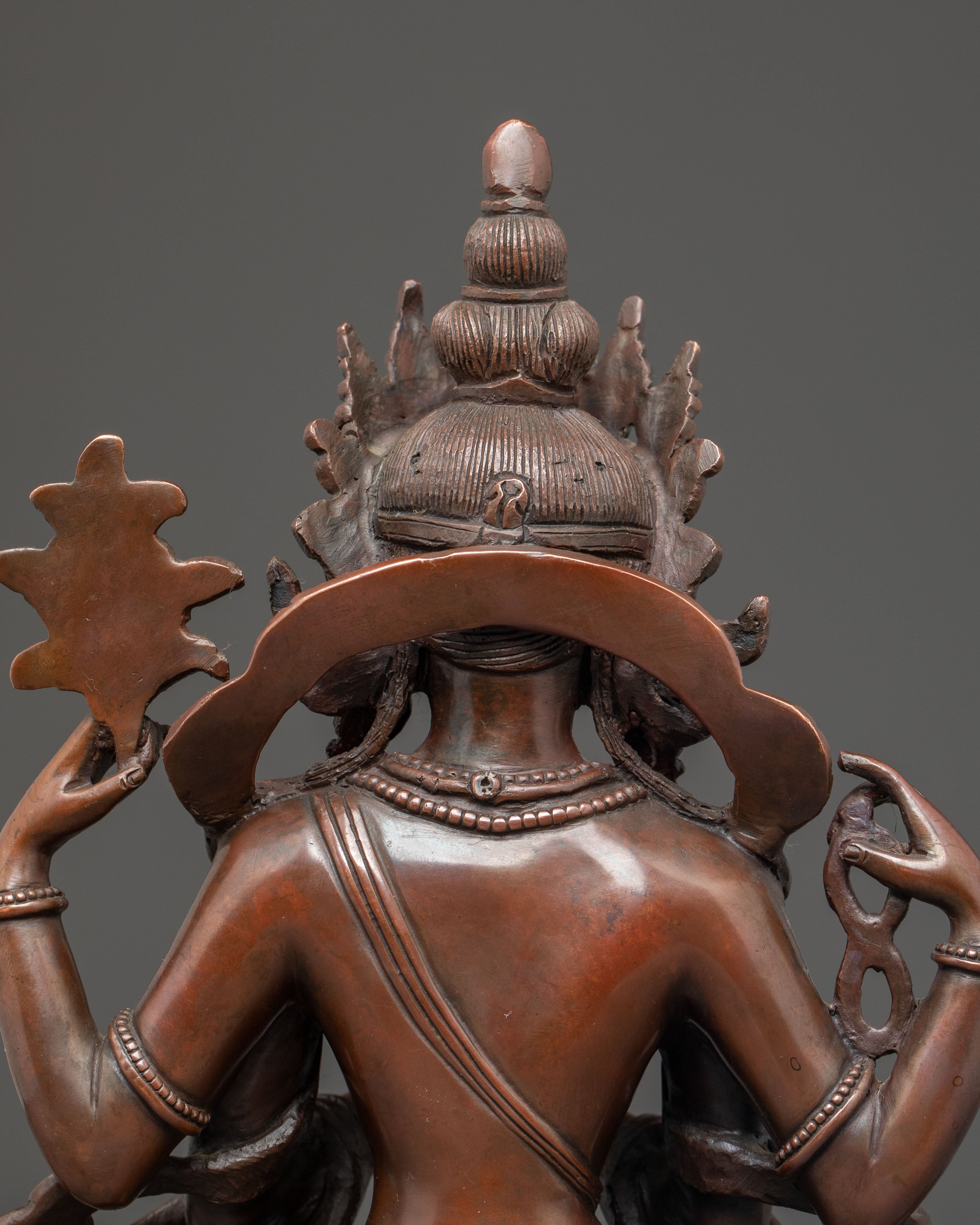 Handmade Copper Chenrezig Statue of Compassion | Avalokiteshvara Figurine