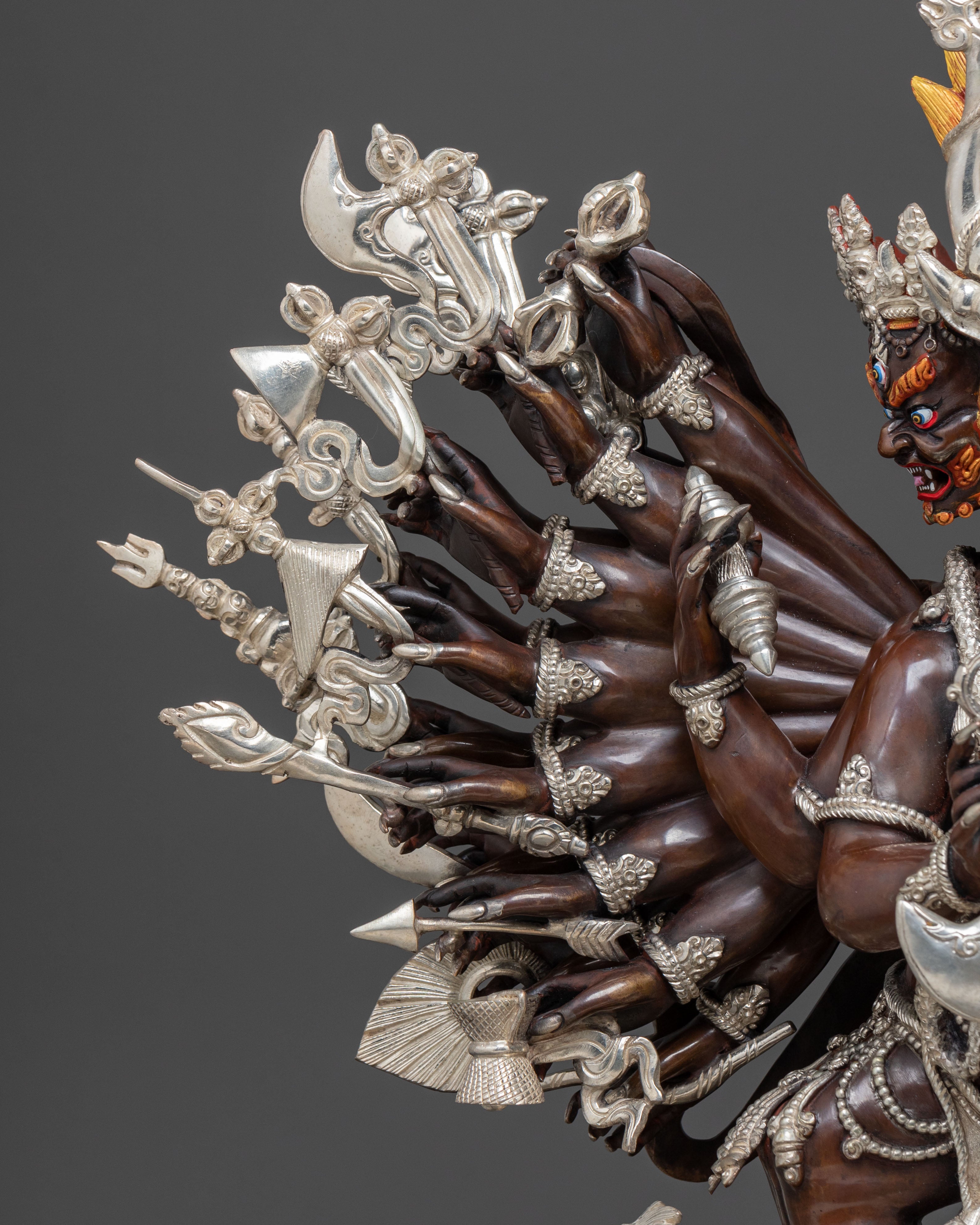 Oxidized Copper Yamantaka Statue | Buddhist Altar Decor