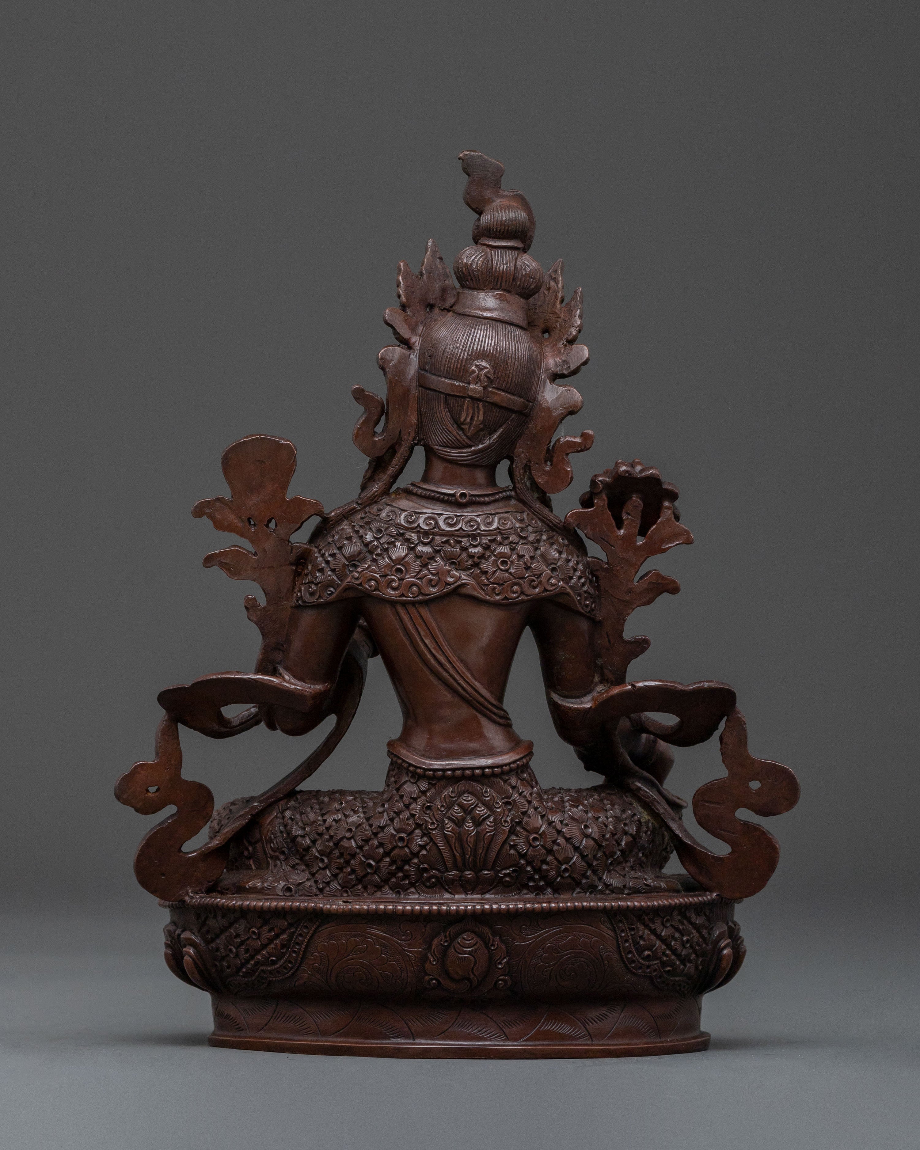 Green Tara Statue | Serene Oxidized Copper Figure