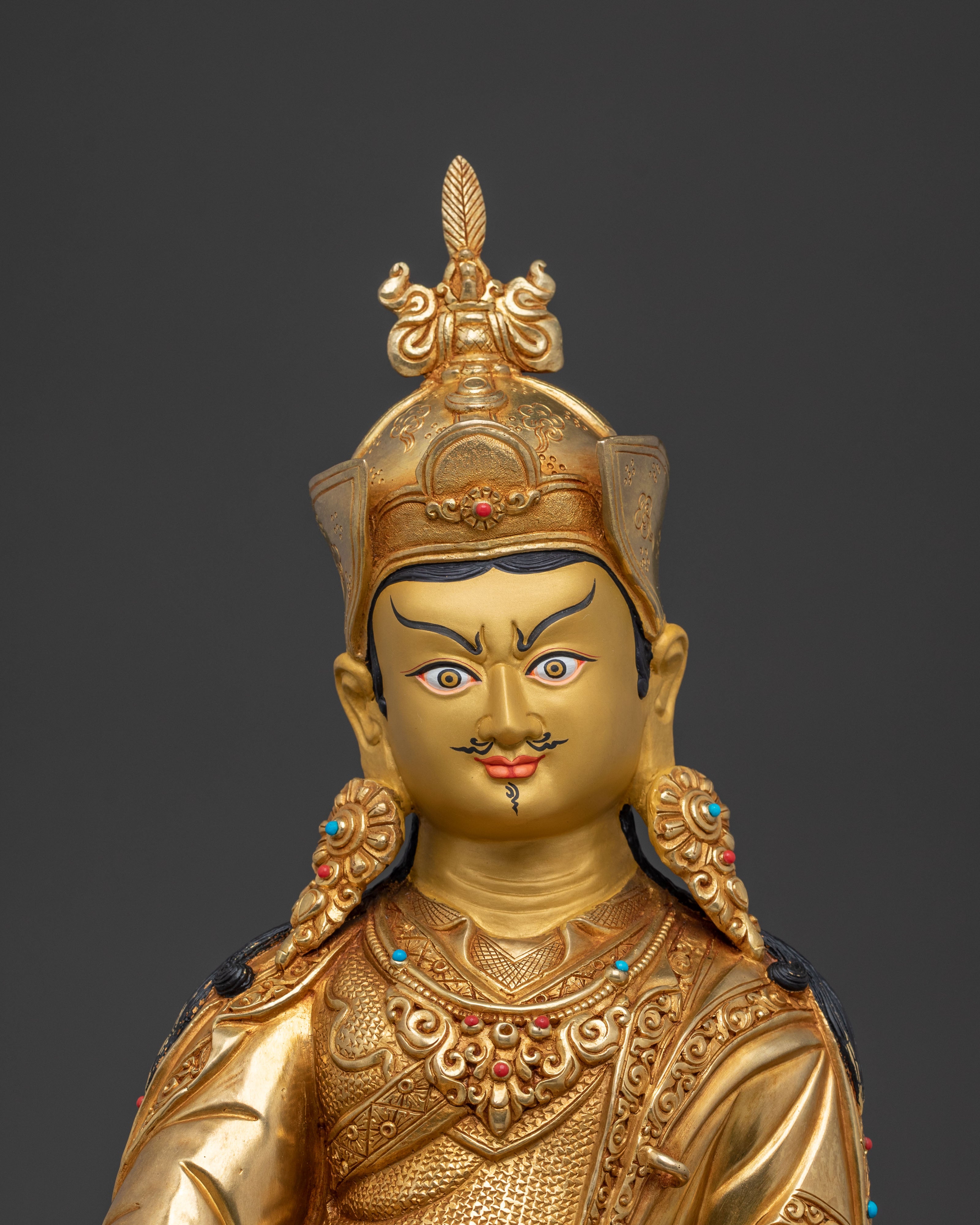 Guru Rinpoche Buddhist Teacher Statue | Tibetan Altar Decor