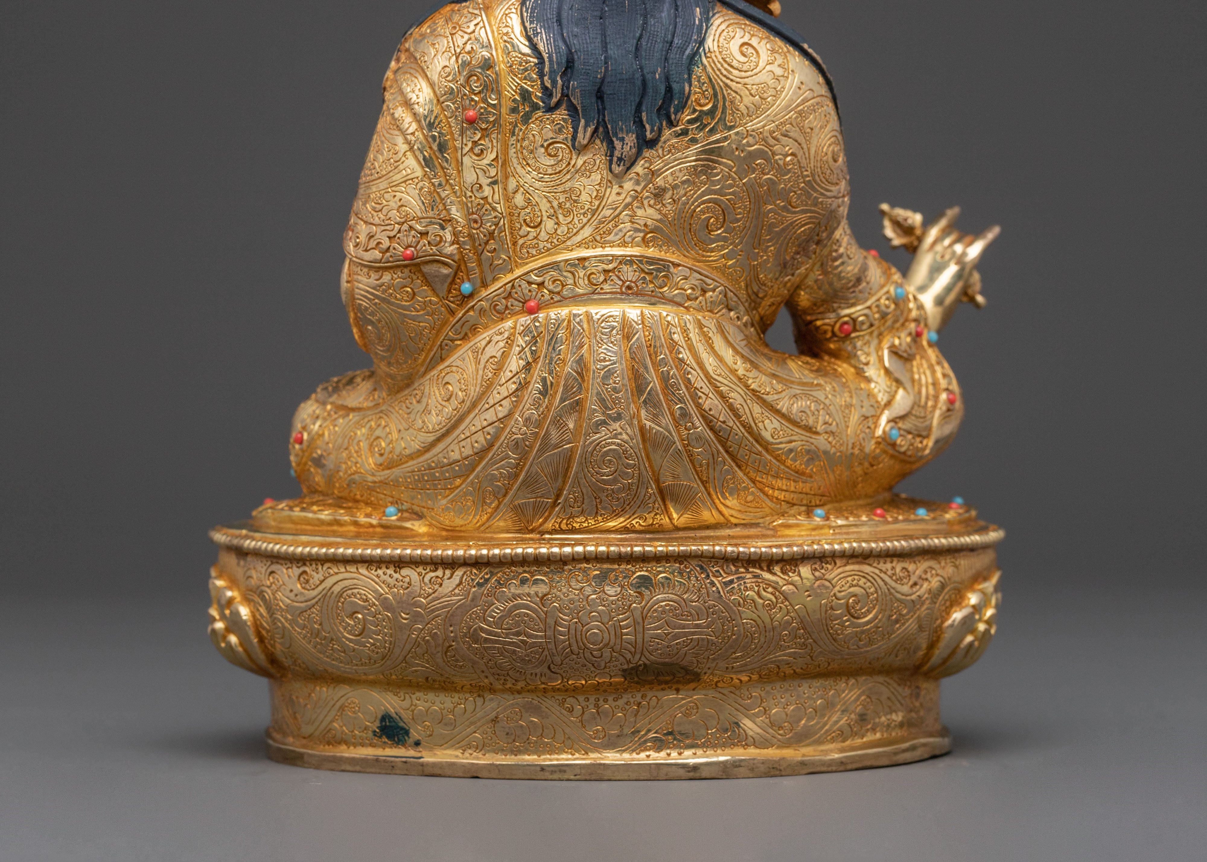 Lotus Born Guru Rinpoche Sacred Statue – Gold Gilded Statue