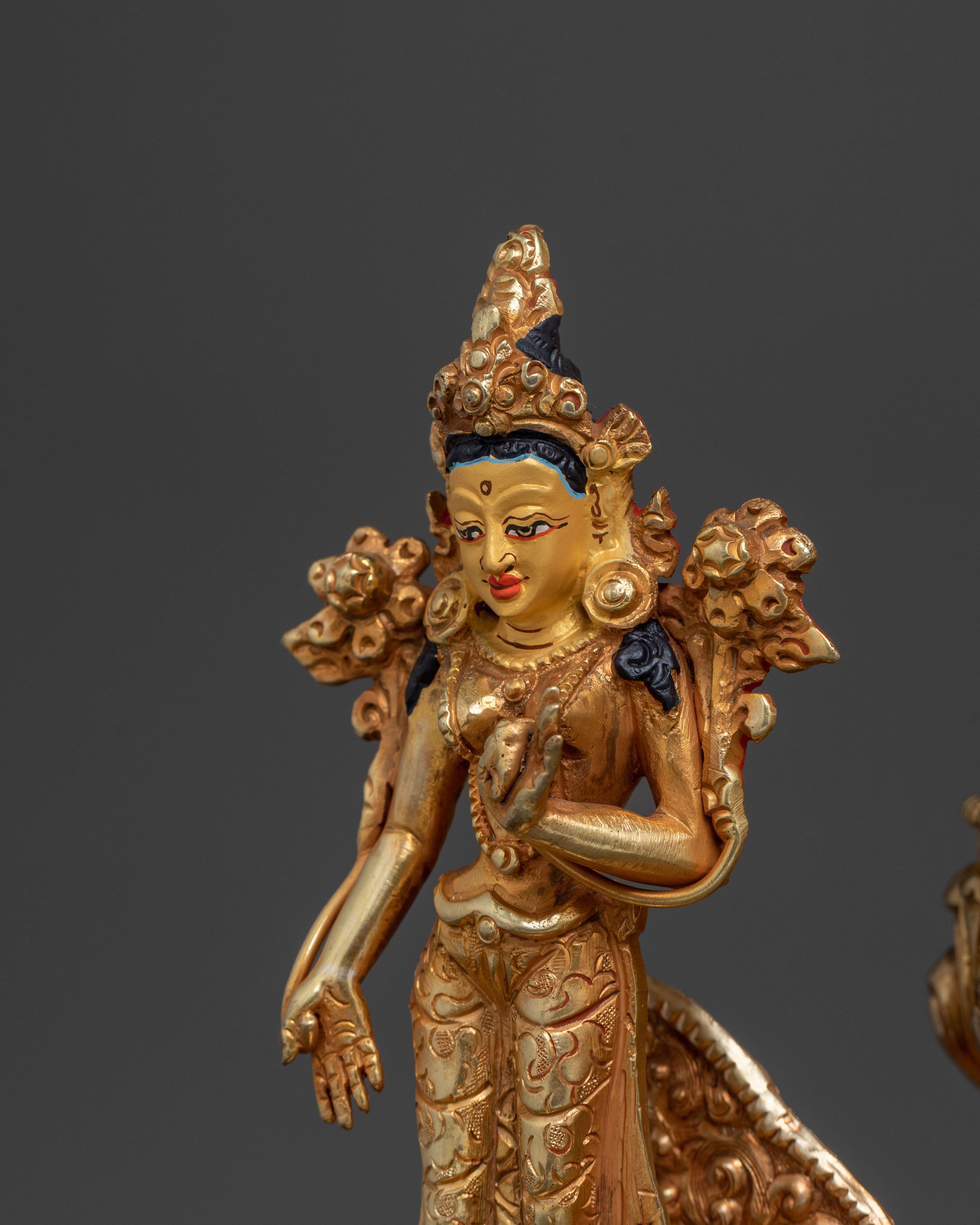 Twenty One Tara Buddhist Goddess Statue Set in 24K Gold