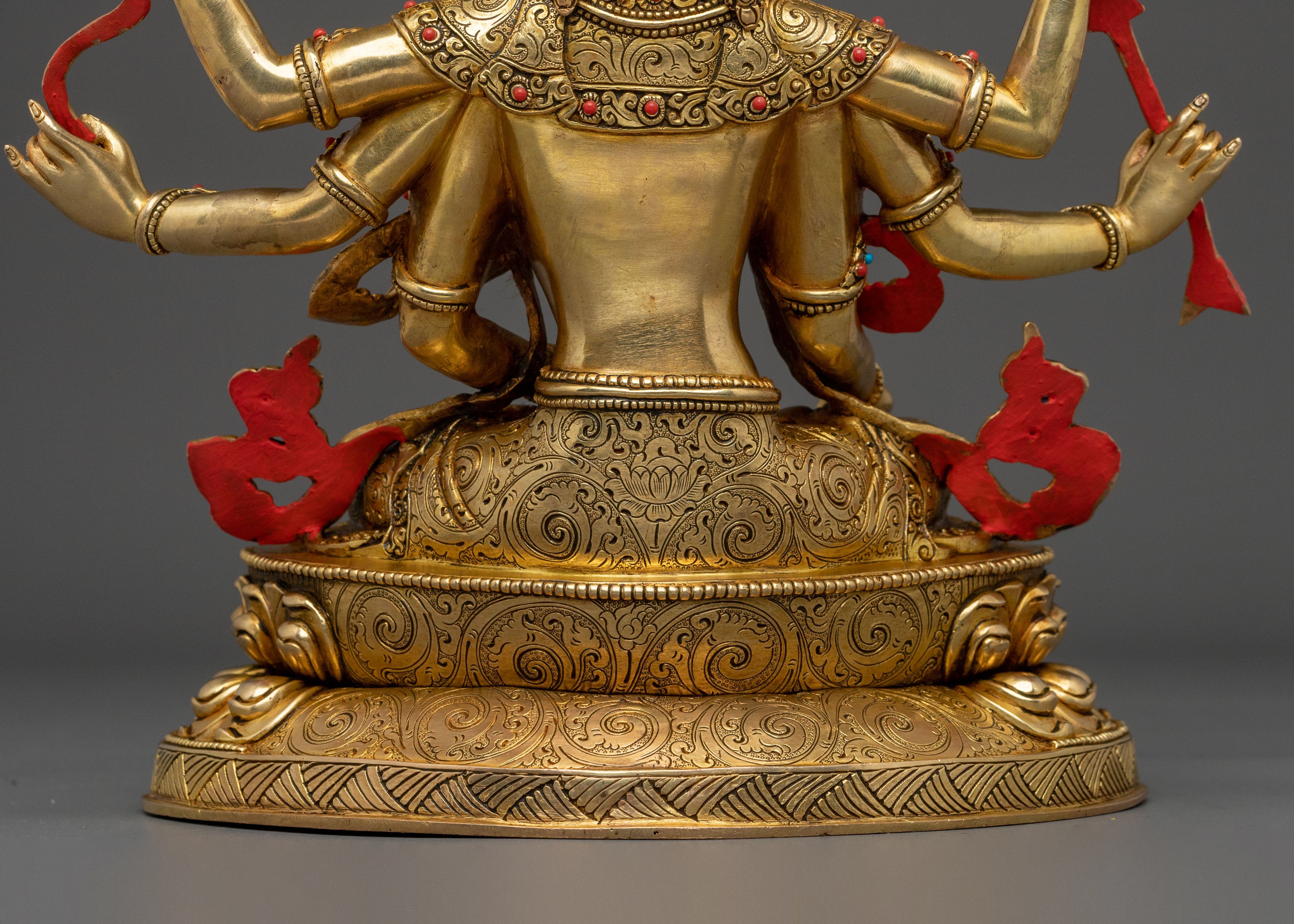Namgyalma Fire Gold Gilded Statue | Buddhist Longevity Deity Sculpture